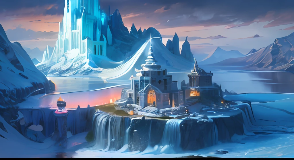 (masterpiece:1.3),illustration:1.0,(shadow:1.0), night，
(clear,shiny:1.0),best quality,ultra-detailed,
(A beautiful painting of summer baikal, ice castles on islands by Brent Rombouts and Zihan Ye, ice mountains in the distance, Trending on artstation.)