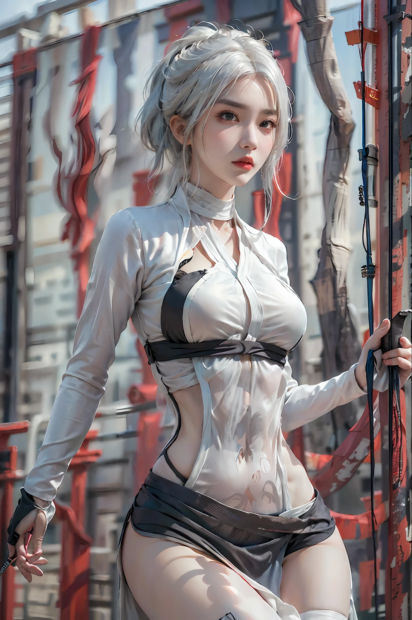 (Extreme Detail CG Unity 8K wallpaper, masterpiece, highest quality), (Exquisite lighting and shadow, highly dramatic picture, Cinematic lens effect), a girl in a white Spider-Man costume, White Bra and Thong, silver gray hair color, from the Spider-Man parallel universe, Wenger, Marvel, Spider-Man, she show her butt , moon light behind, dynamic pose), (excellent detail, excellent lighting, wide angle), (excellent rendego on bicyclering, enough to stand out in its class), focus on white Spider-Man costumes, complex spider textures