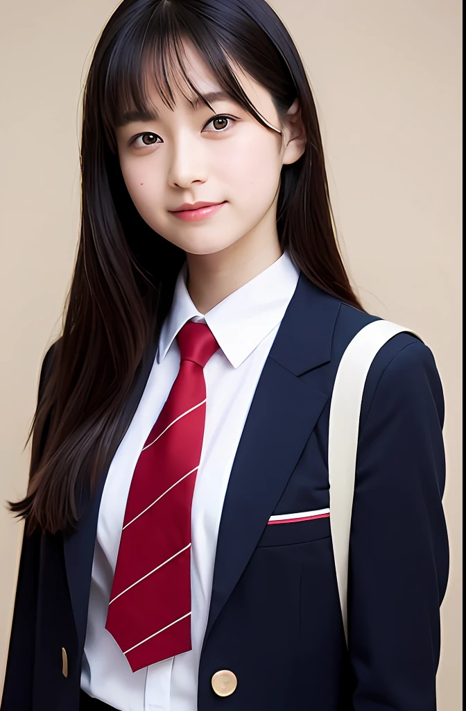 Japan uniform, girl in Japan uniform, high school student in Japan, white shirt, red ribbon