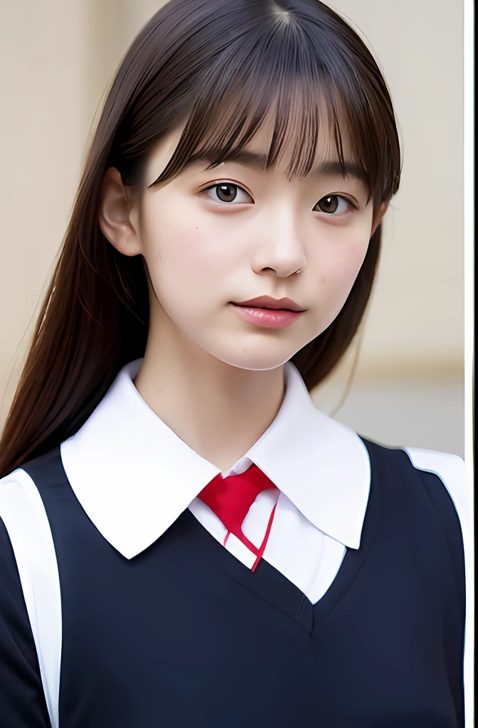 Japan uniform, girl in Japan uniform, high school student in Japan, white shirt, red ribbon