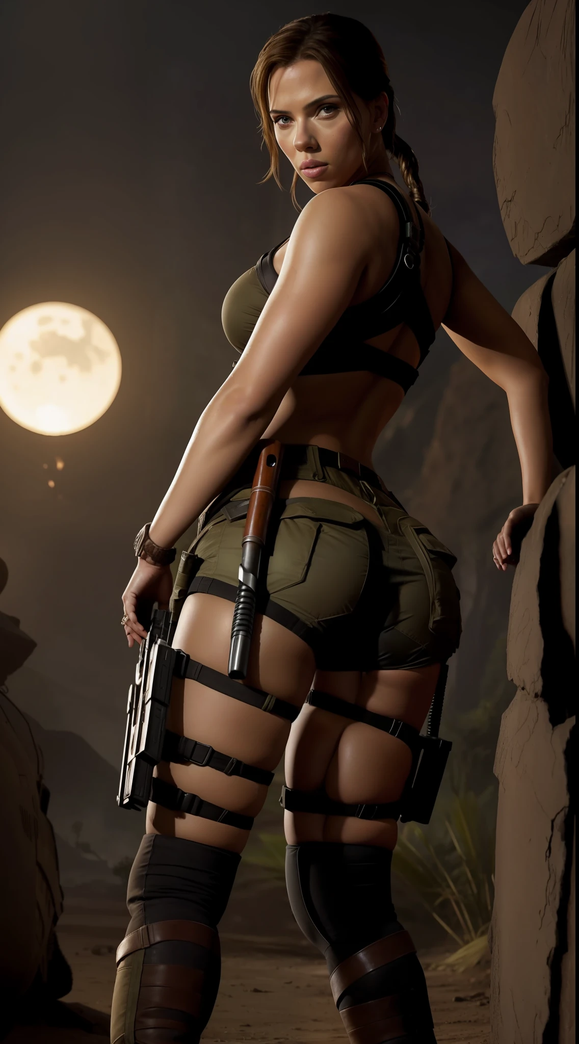 Scarlett Johansson big bubble booty in lara croft cosplay hottest