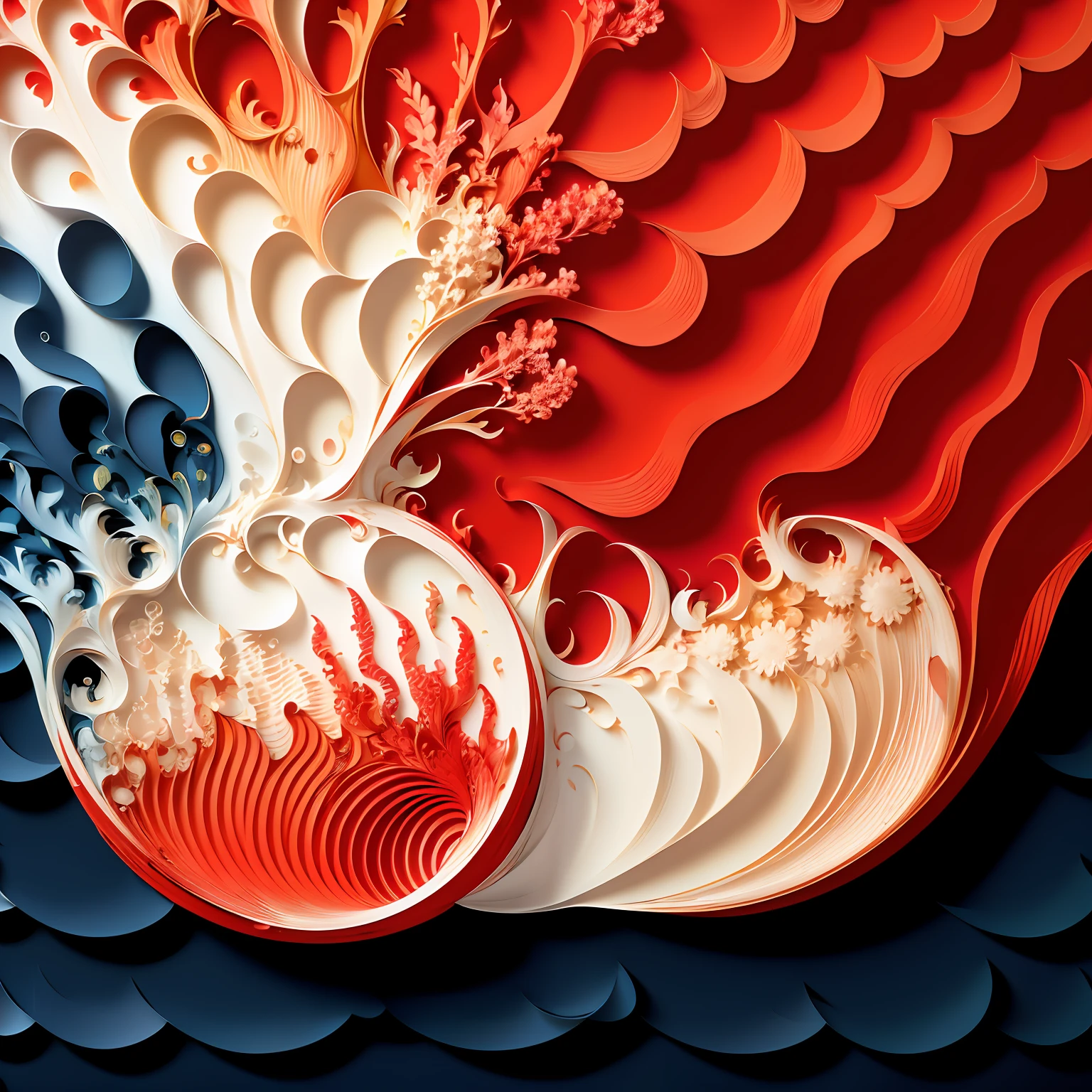 Pattern,line , material design wallpaper , sea, red , white colour mix