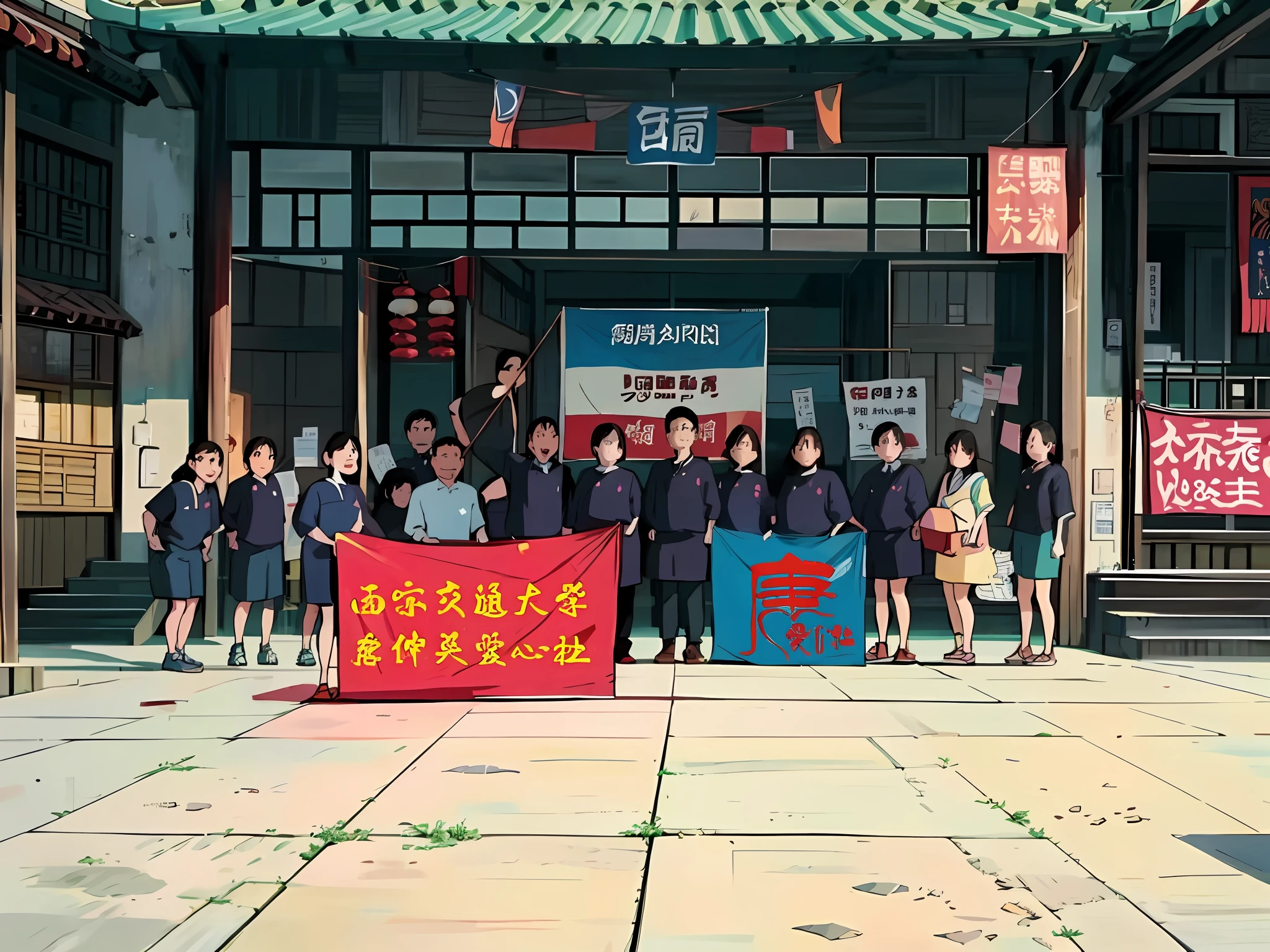 Red flag，Yellow Chinese characters