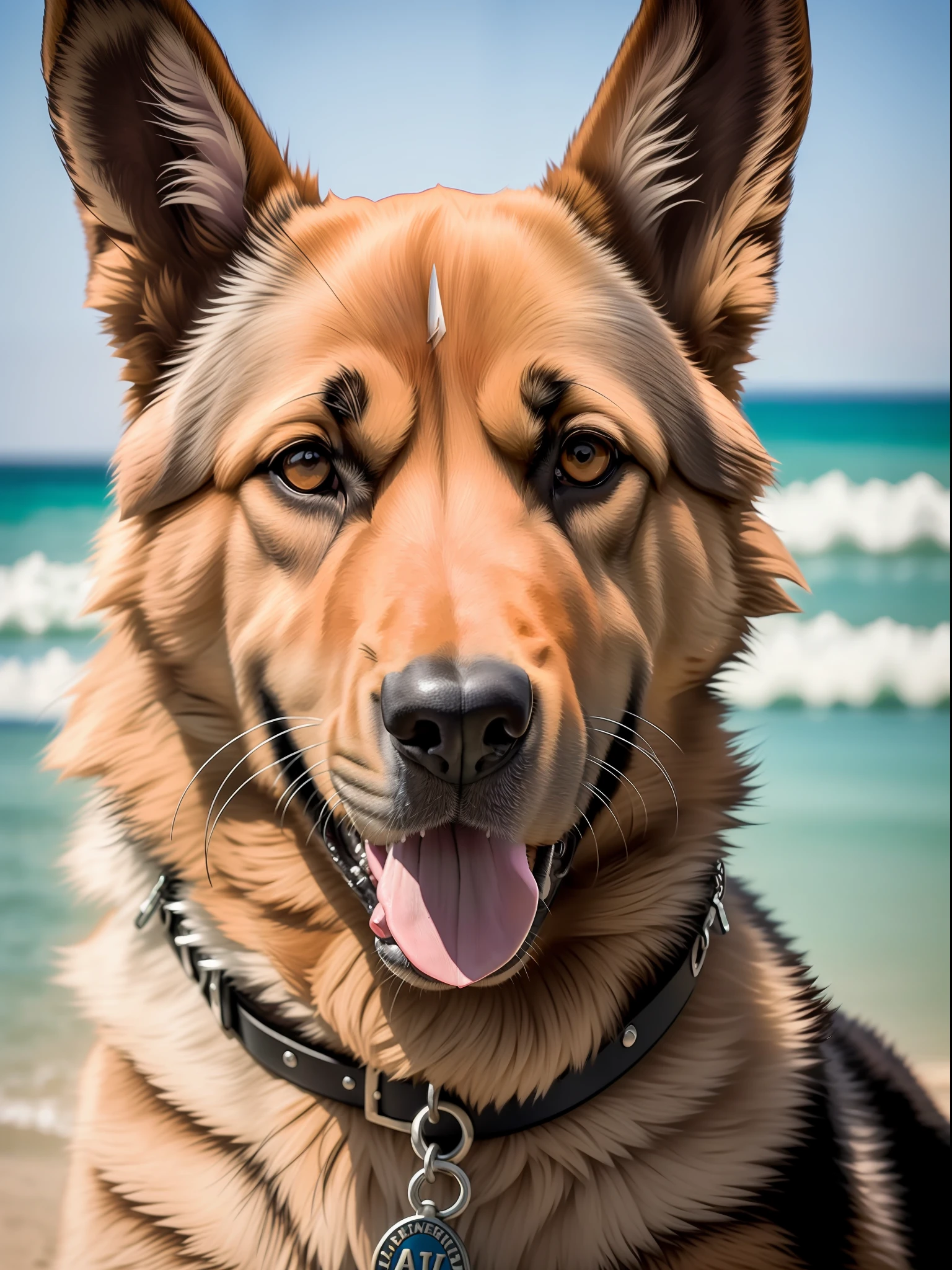 German Shepherd dog, detalhes altamente intrincados,pequenos detalhes insanos, ((Autorretrato frontal)), 8k UHD, DSLR, grain of film, pintura fotorrealista Fujifilm XT3 arte midjourney,