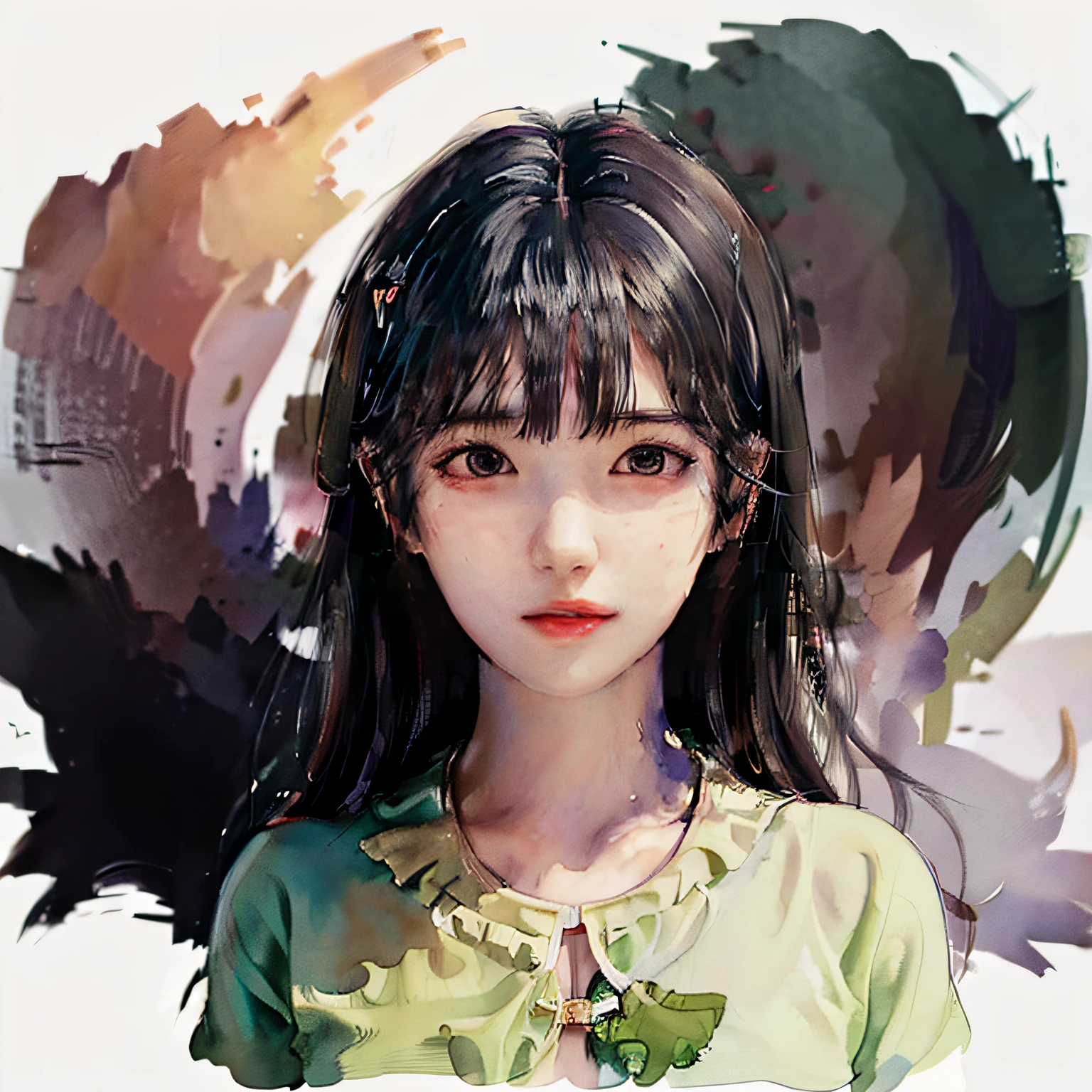 (masterpiece, best quality, beautiful portrait:1.4) of a stunning 25yo chinese woman, full body, standing, solo, looking at viewer, temple background, colorful watercolor anime, highly detailed, ultra realistic, (sharp focus:1.6), insanely intricate, 8k