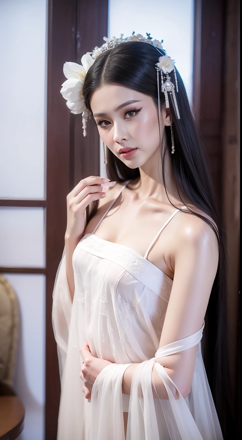 Fashion model 20 years old [[[[closeup cleavage]]]], [[[[boobgasm]]]], [[[[coll]]]], [[[[bshoulders]]]], perfect  eyes, Perfect iris，Perfect lips，perfect teeth，Perfect skin，Long face，slender nose，tall nose bridge，Soft front light，hdr，Movie girl，Simple hairstyle，light make-up，Casual，（pastel colour：1.2）