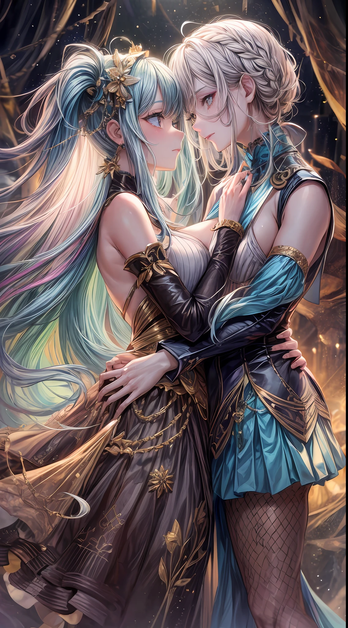 In a realm where self-expression knows no boundaries, a radiant femboy named Quinn emerges. Their lustrous, shoulder-length hair cascades in delicate waves of pastel hues, embodying a vibrant spectrum of colors. A hint of shimmering makeup graces their cheeks, accentuating their soft features and adding a touch of enchantment. Dressed in an ensemble that blends masculinity and femininity, they wear a tailored blazer over a flowing skirt, creating an exquisite harmony of styles. Eyes the color of tranquil seas exude warmth and empathy, reflecting a deep understanding of the human experience. Quinn's presence is a celebration of fluidity and authenticity, a testament to the beauty found in embracing every facet of one's identity.