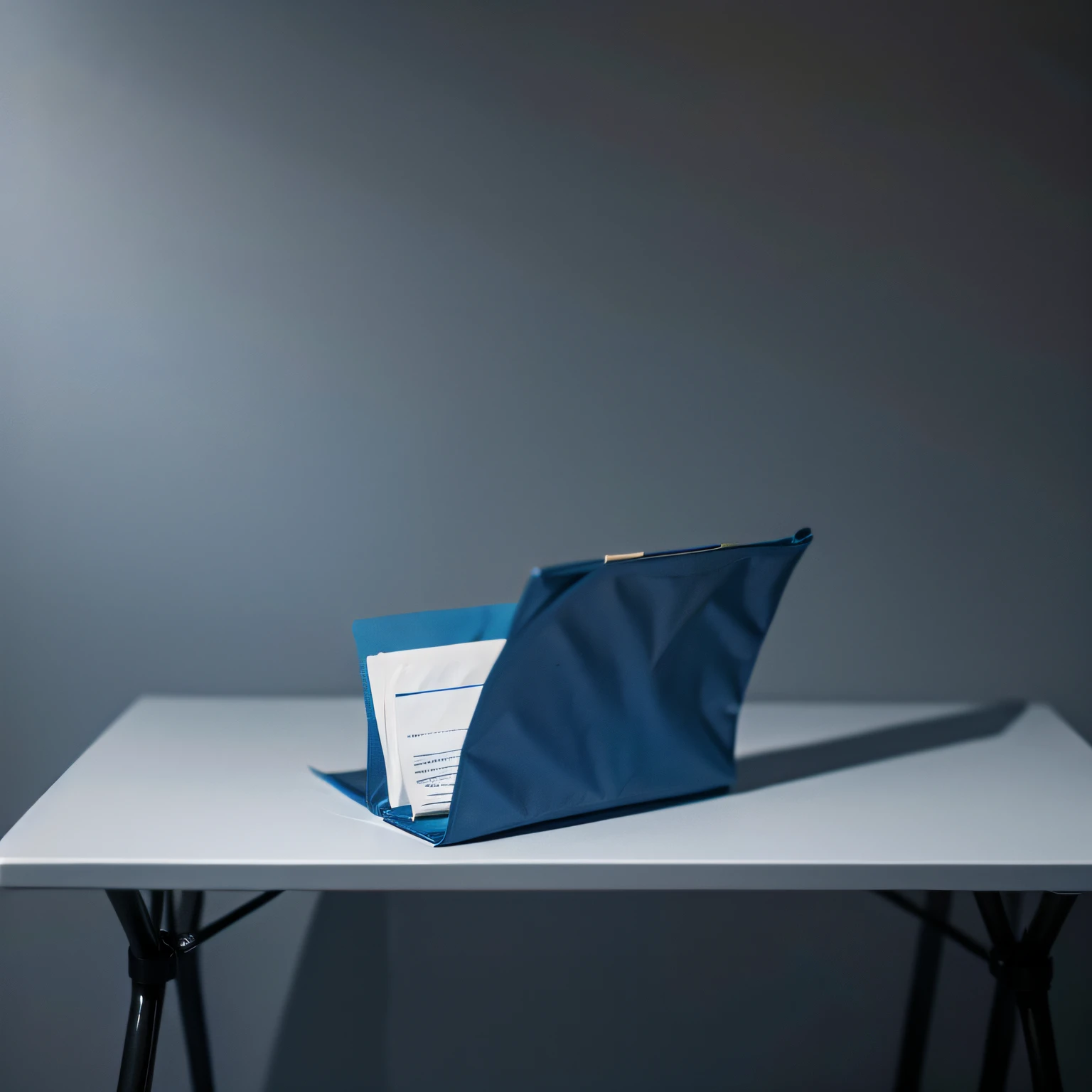 A folder is on the table,blue backdrop:1.5AND gray background:1.2
