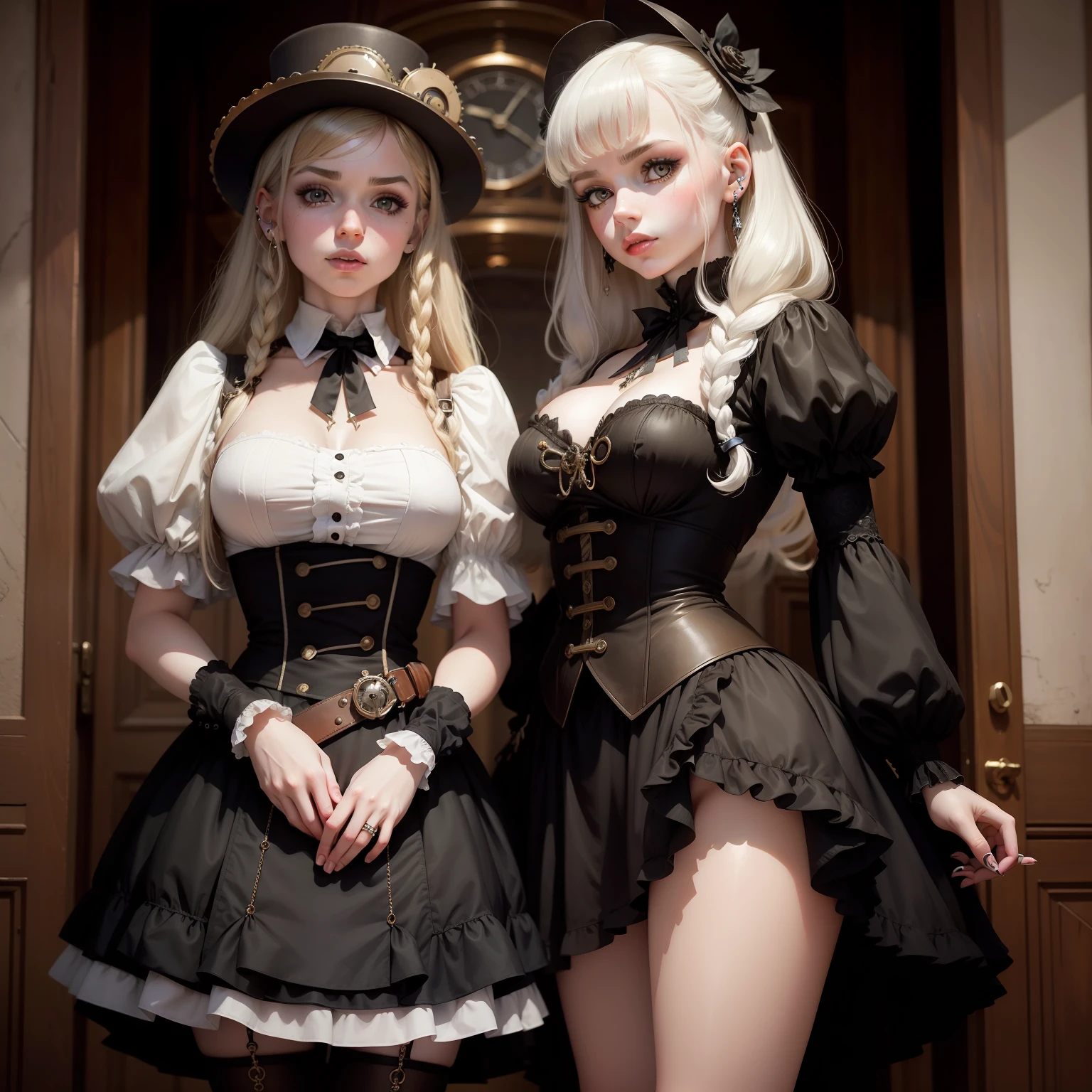 Pale girl, European girl, Menina caucasiana, garota, peitos pequenos, coxas perfeitas, Steampunk, Shoker, BDSM, lo gothic, roupas amarelas e pretas, solo, roupas amarelas, many piercings
