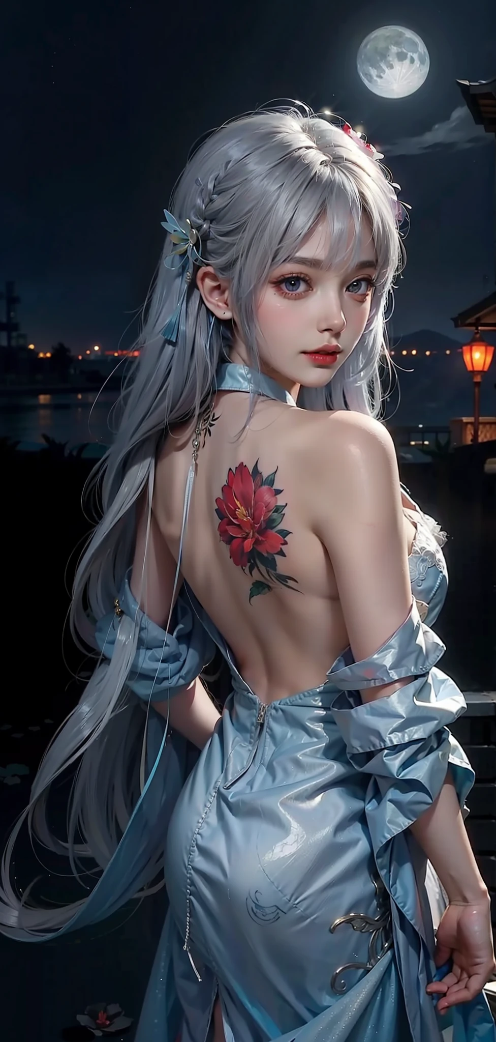 Red flower tattoo