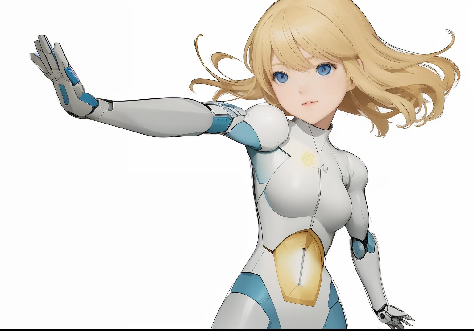 Reaching out with anime girl in white and blue dress, samus aran bioorganic varia suit, zero suit samus, Samus Allan Fanart, Samus, Anime Manga Robot!! Anime Girl, Samus Allan, cyarine, knights of zodiac girl, Female protagonist, gynoid body, Perfect Anime Cyborg Woman, varia suit, anime woman