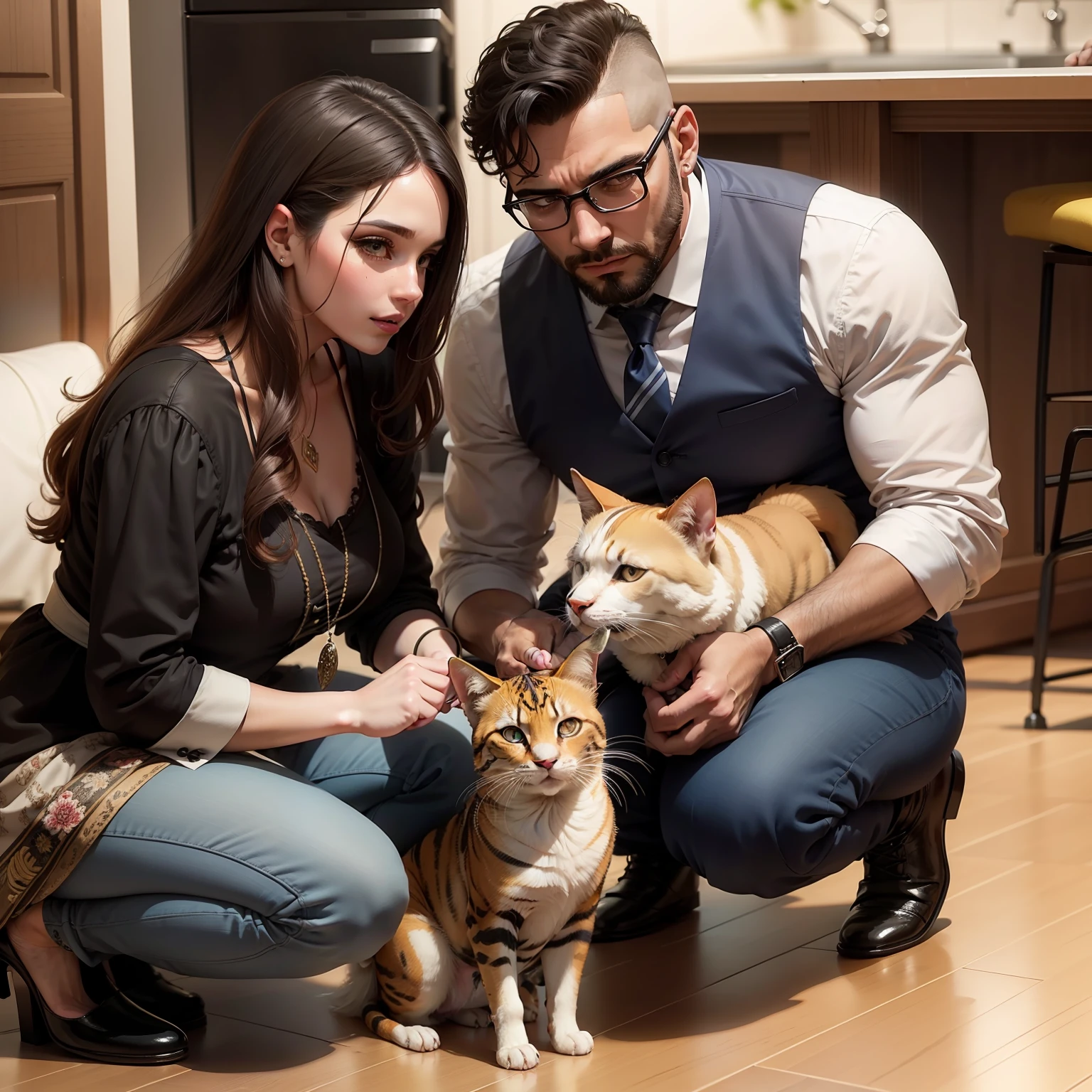 Marido e esposa com um pet