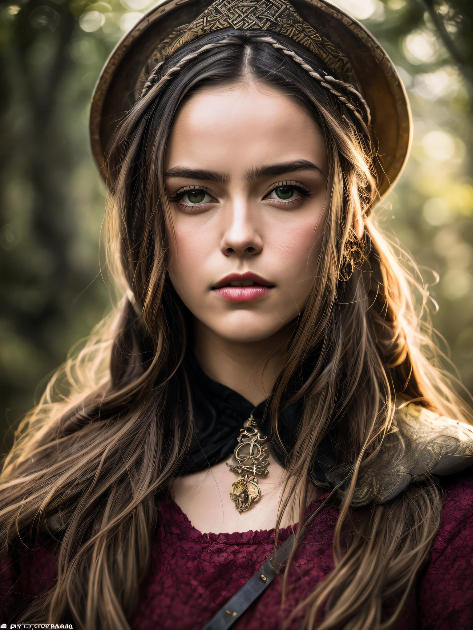 ((Freydis Eriksdotter "VIQUINGUES: Valhalla de 2022")), (inspirada em Frida Gustavsson:1.2), (Traje viking:1.2), in a battlefield setting, Auto retrato de rosto frontal, posing for camera,,lowangle, 24 mm, (((foco nítido:1.5))), (((profundidade de nitidez:1.5))), (fotorrealista:1.5), (textura da pele:1), cinemactic, hiperdetalhado,