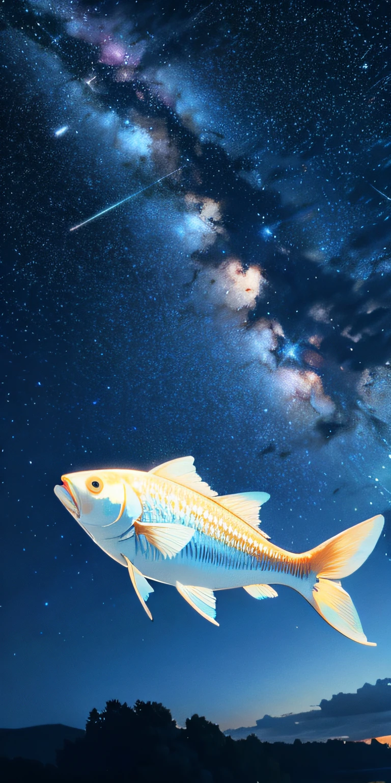 Starry sky、Fish flying in the sky