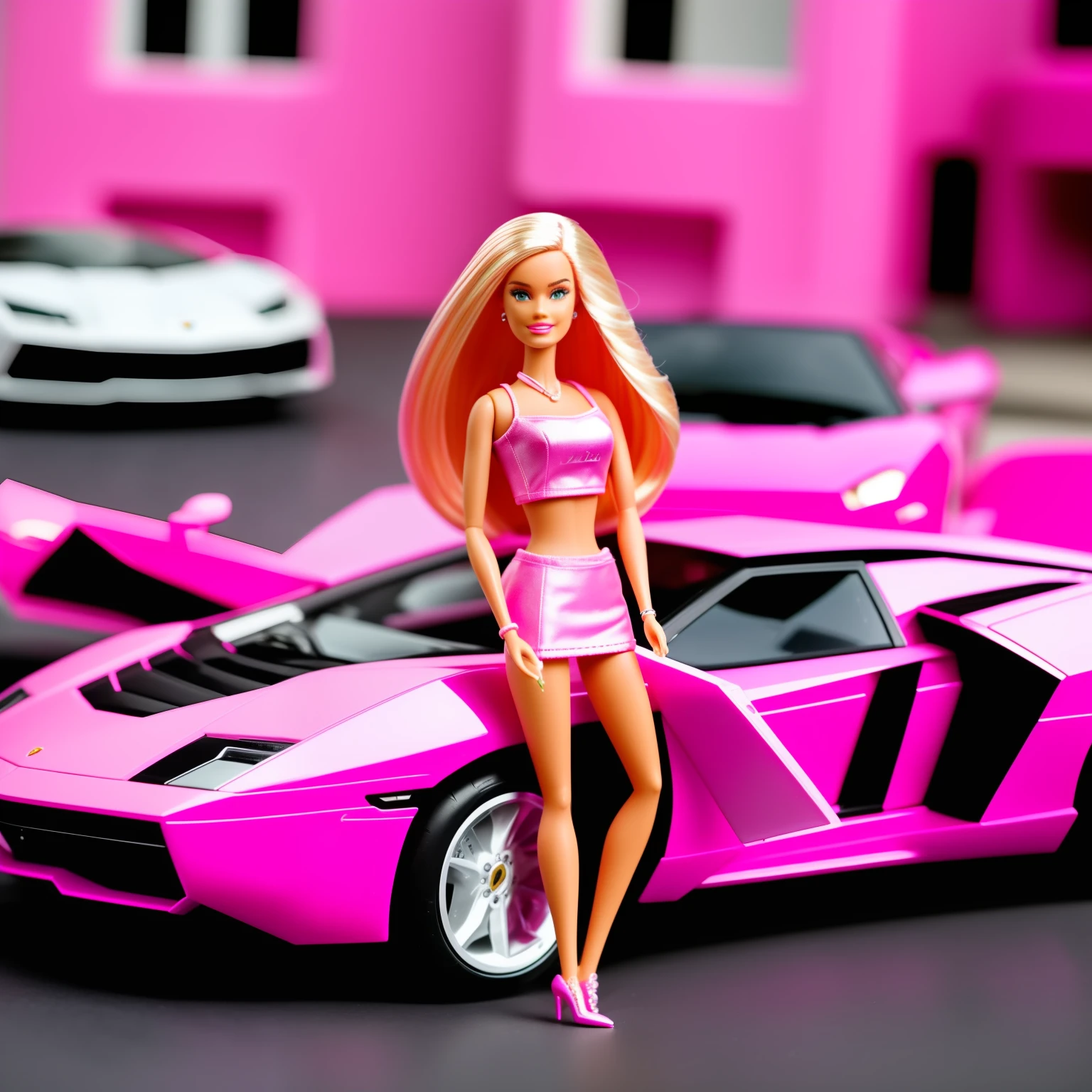 Barbie, Pink Lamborghini, cigarette, big house