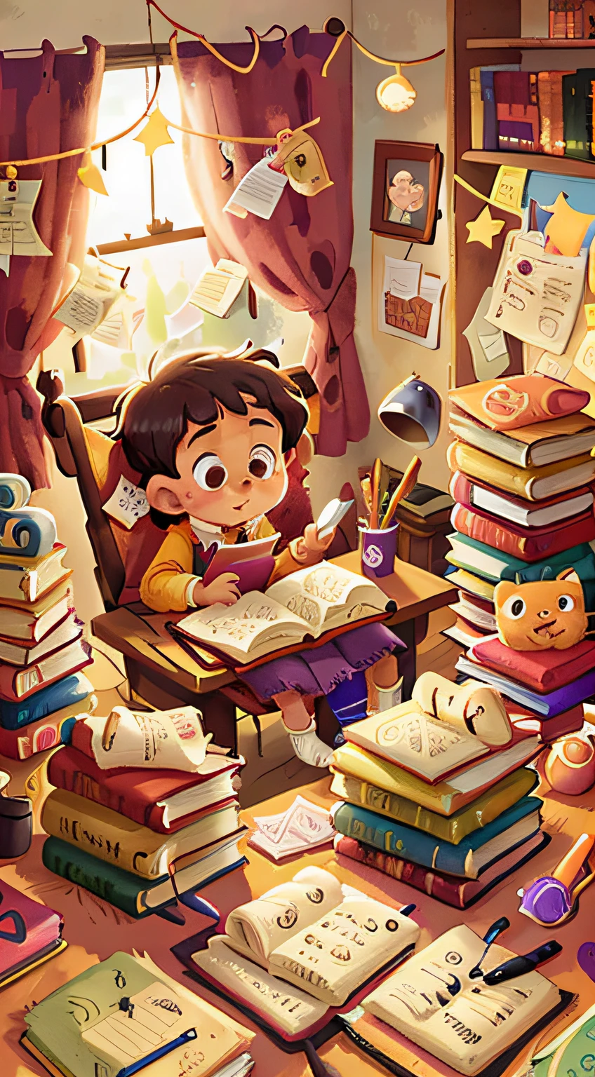 A desk full of books