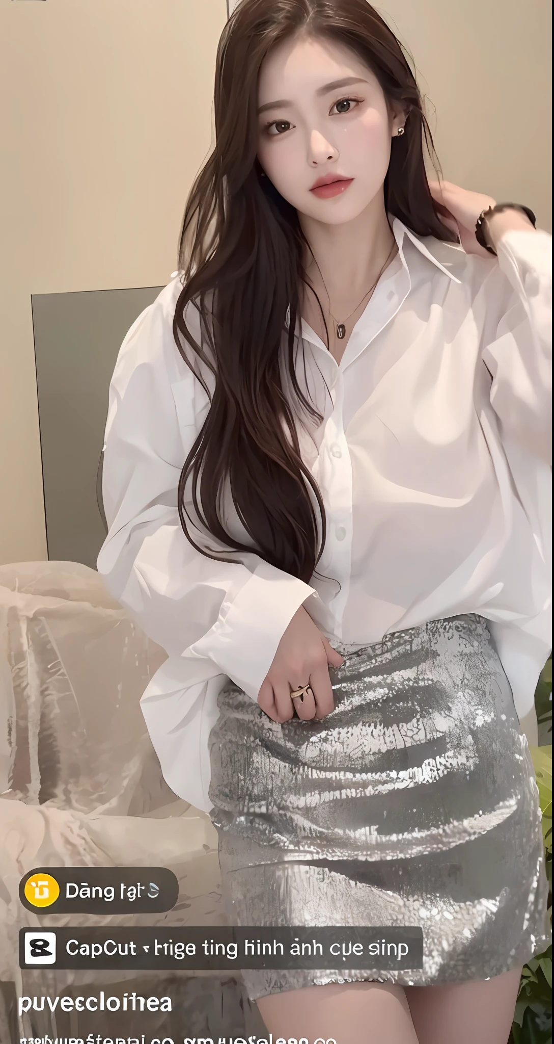 (Best Quality, 8K, Masterpiece, Ultra HD: 1.3), 1 Pretty Girl, (Big: 1.2), (Long Hair), Abs, Perfect Figure, Ultra Fine Face, Delicate Lips, Beautiful Eyes, Double Eyelids, Super fine hand, Super fine finger, office wear,White shirt, Short skirt (Sultry) ((Aroused: 1.5)), Open shirt show , Detailed , open legs show   , luxury office master