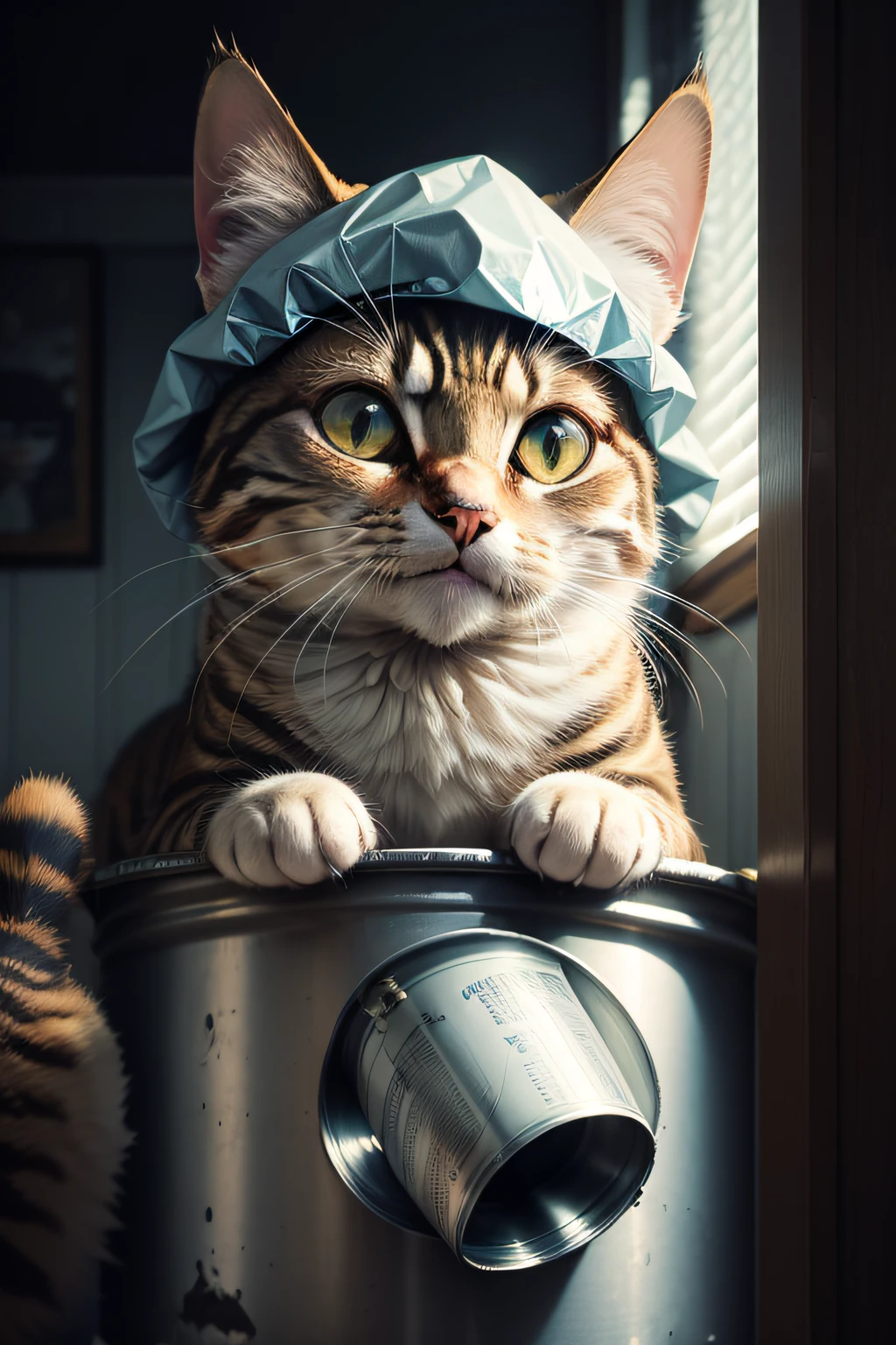 cat with tin foil hat