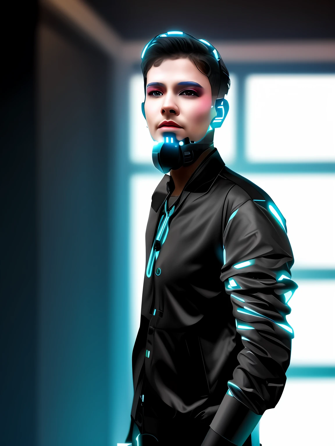 Half robotic face realistic cyber Punk