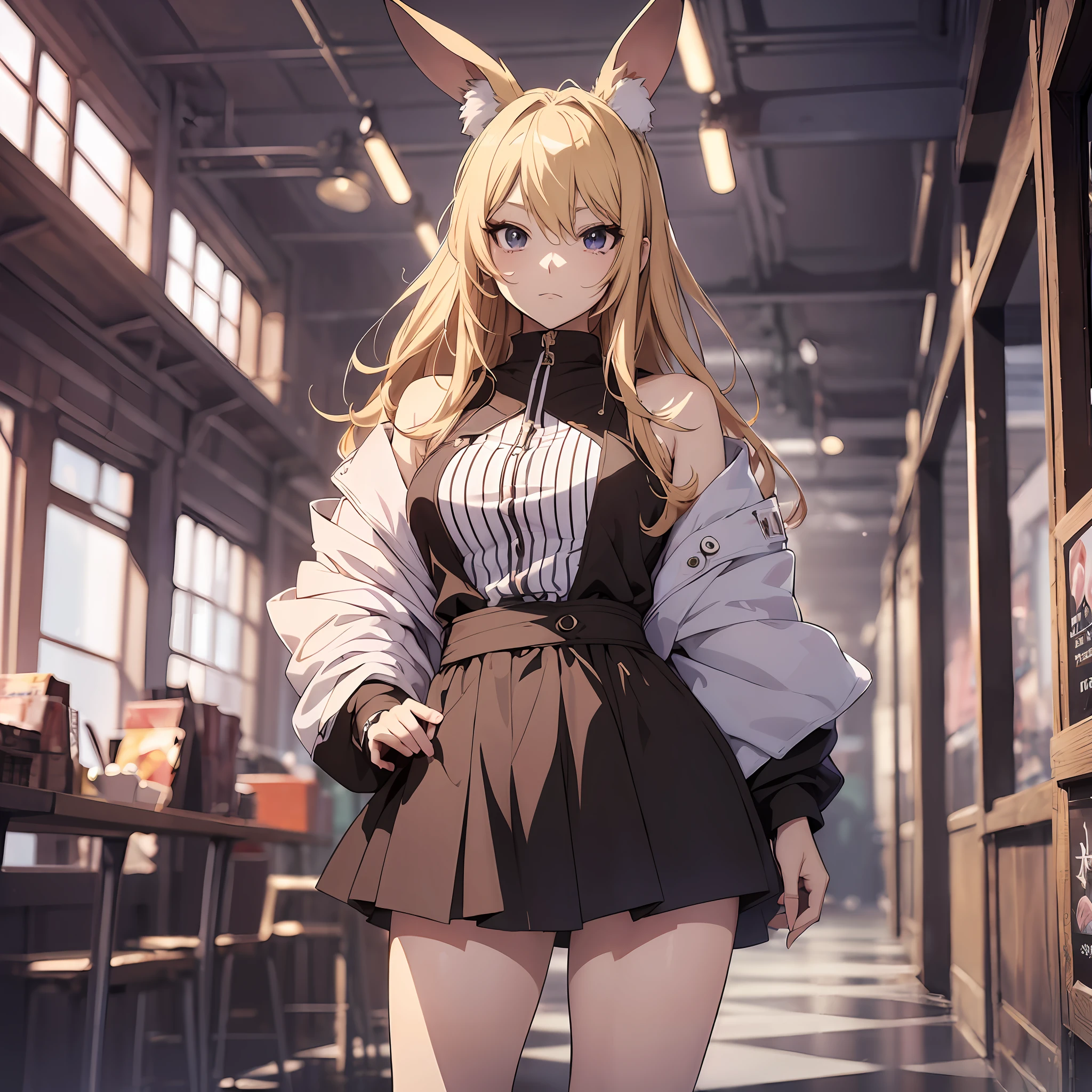 (((Anime style.1.4)))Rabbit-eared girl　　(fashionshow.1.5)(fashion modell:1.3)(Venue 1.3)((spot light:1.2))