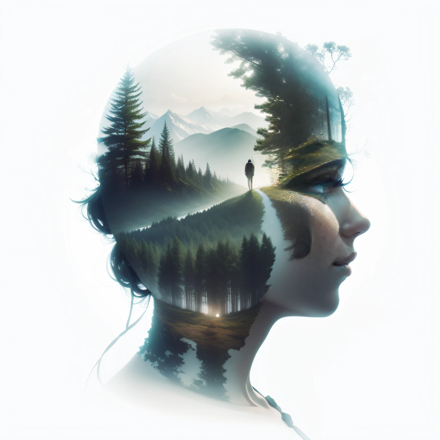 Multiple exposure of people and landscapes