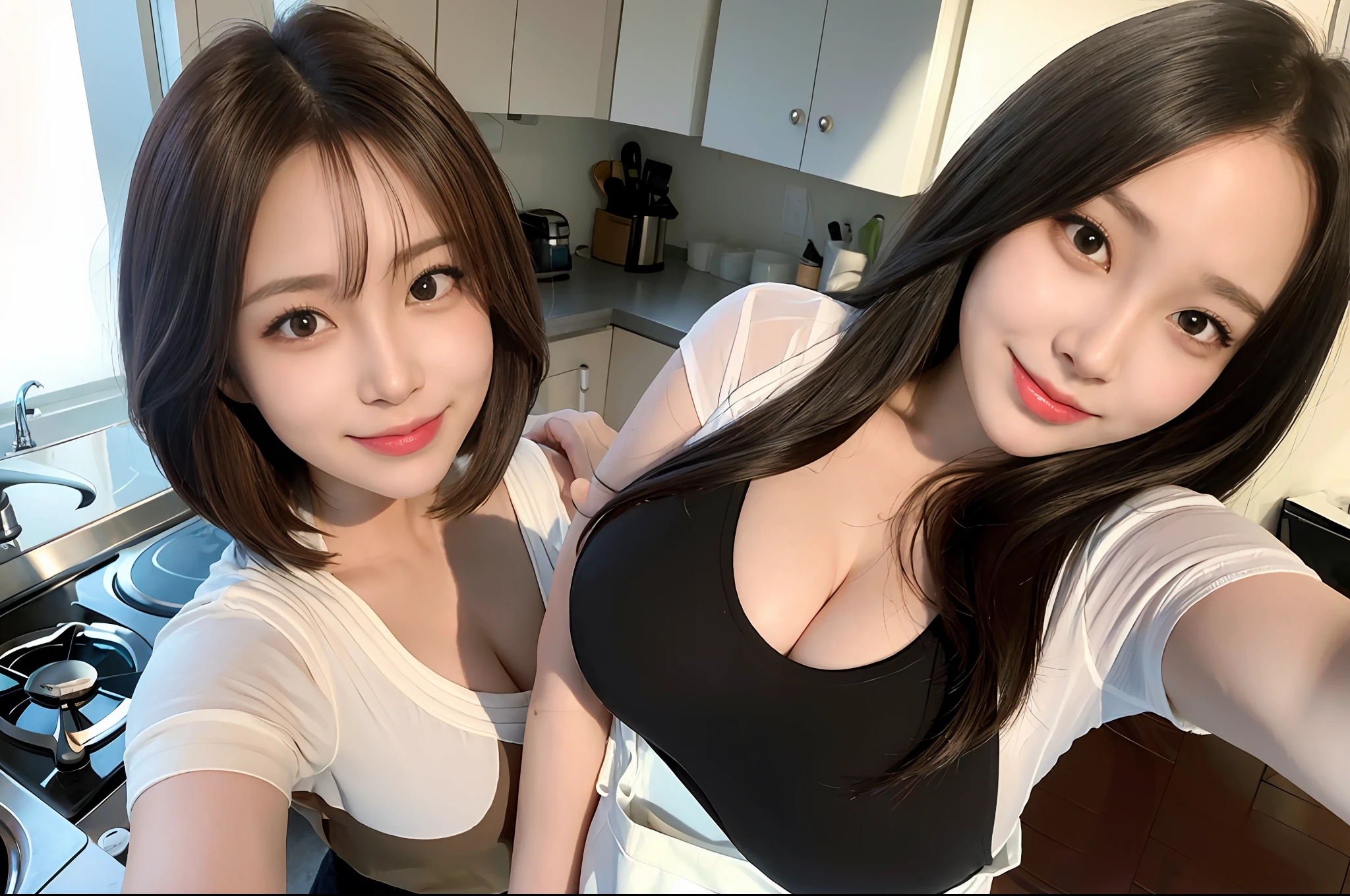 1个Giant Breast Girl,hyper-detailing,A high resolution,(realisticlying,realisticlying:1.4),8k,(best qualtiy),physically-based renderingt,photograph of-realistic,professional colorgraded,HighestQuali,Beautiful woman perfect figure:1.4,Cover your chest,dark brown hair,Wear an apron,in a kitchen,Very detailed face and skin,Detailed eyes,二重まぶた,ssmile