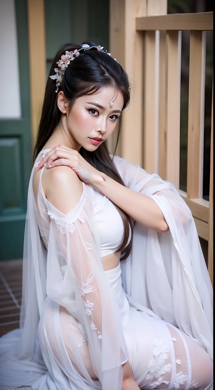 Fashion model 20 years old [[[[closeup cleavage]]]], [[[[boobgasm]]]], [[[[coll]]]], [[[[bshoulders]]]], perfect  eyes, Perfect iris，Perfect lips，perfect teeth，Perfect skin，Long face，slender nose，tall nose bridge，Soft front light，hdr，Movie girl，Simple hairstyle，light make-up，Casual，（pastel colour：1.2）