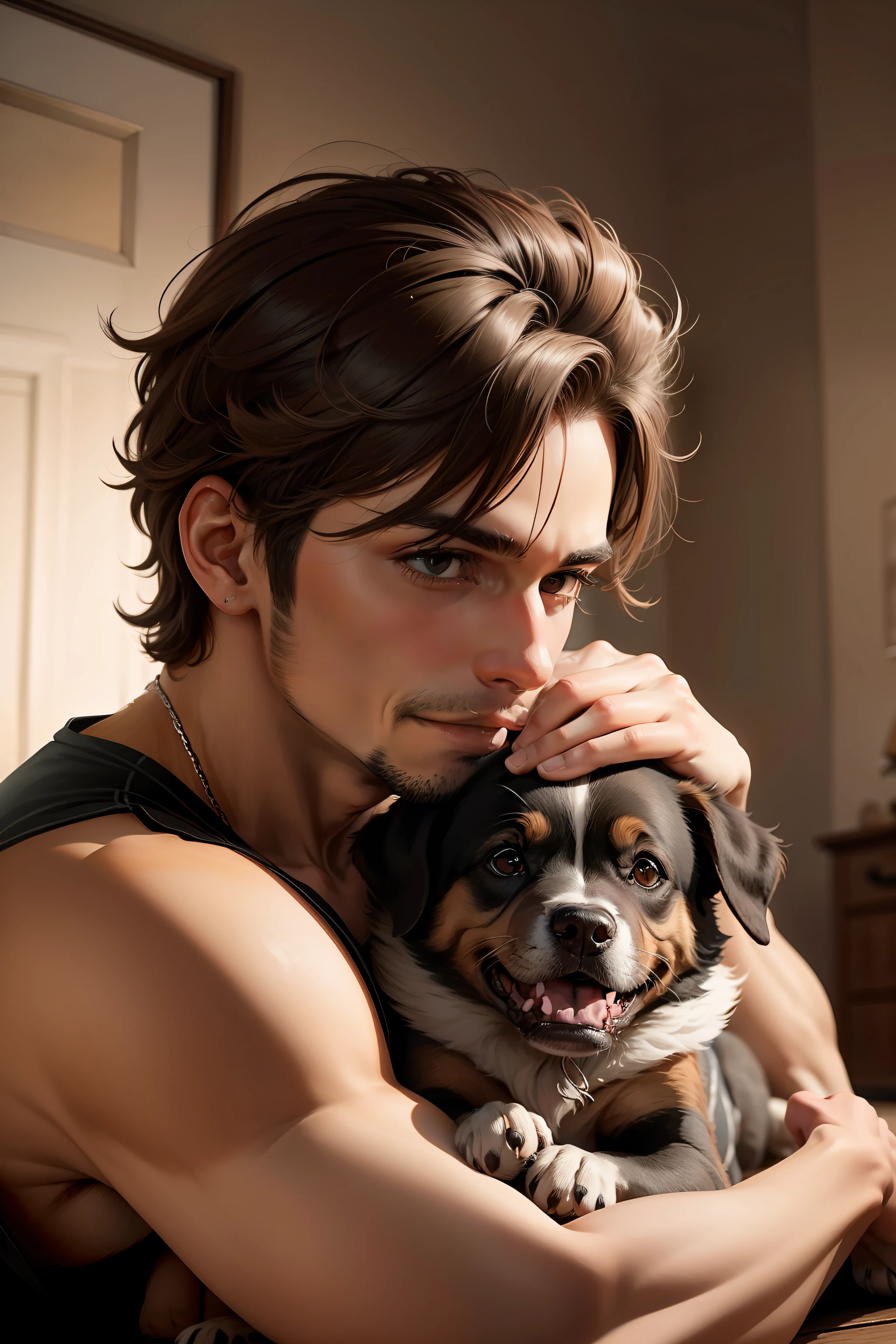 Criar imagem de um garoto com cachorro