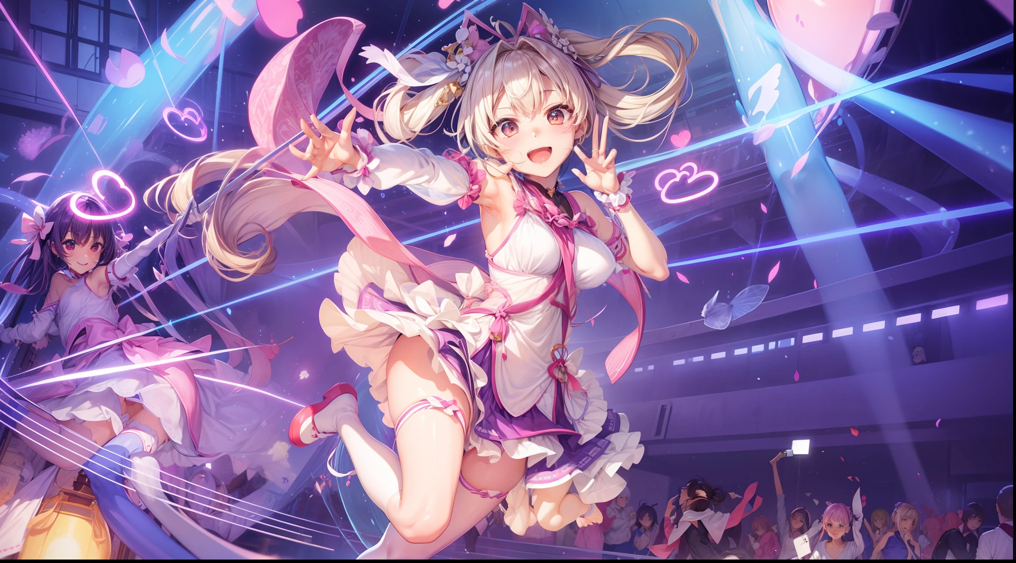 hightquality、masutepiece、Clean face、I can see the streak、I can see the streak、invisible clothes、Opening legs、very transparent clothing、very transparent underwear、Open your legs、Open your legs on your back、Opening legs、Open your legs in an M shape、Chignon、pinkcolor、A smile、plump thighs