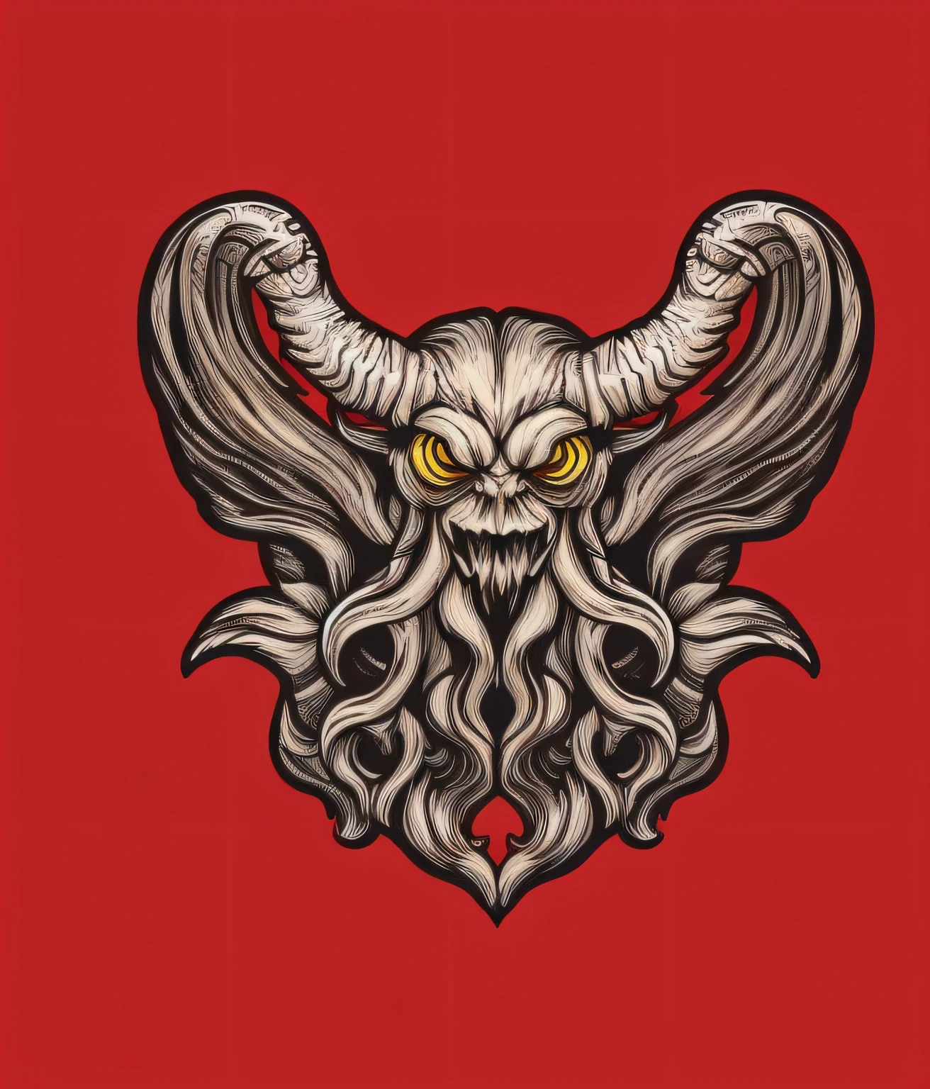 "(High-quality t-shirt design:1.5), detailed linework of Cthulhu, full character, a true masterpiece."