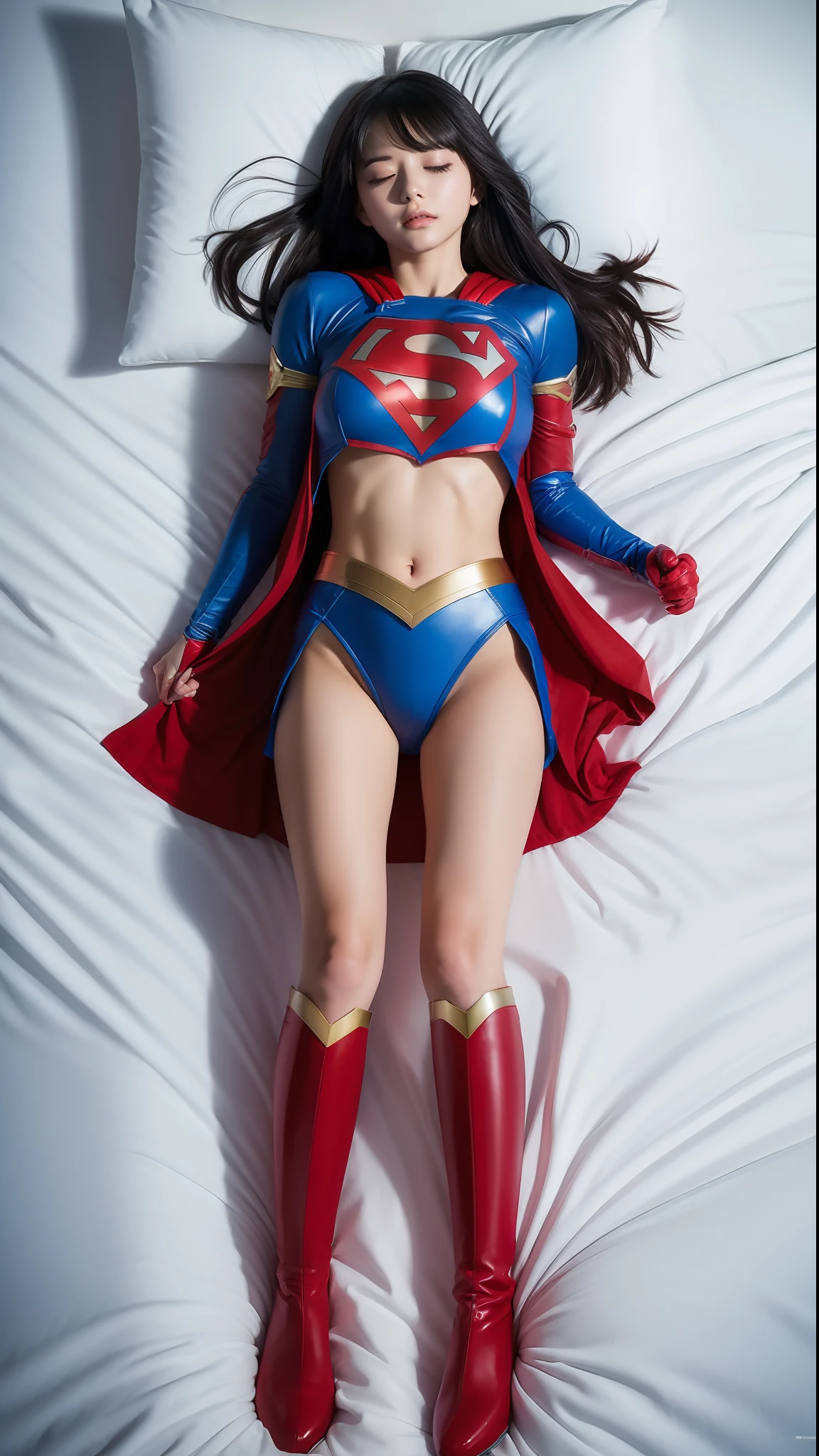 ((dead))、((s asleep))、((getting bloody))、((super girl))、Bishoujo Warrior、Superheroine、​masterpiece、Top image quality、8K