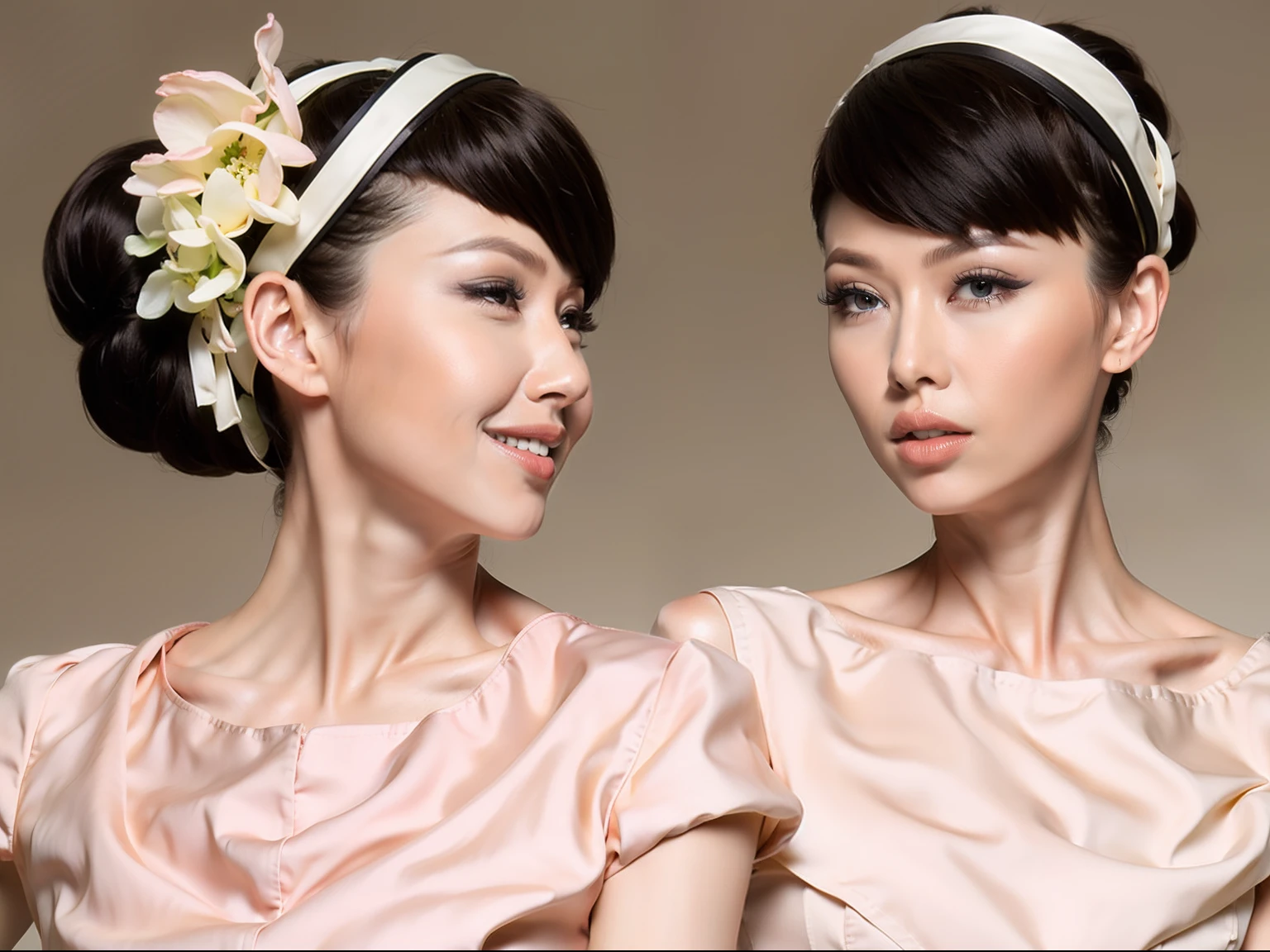 Fashion model 20 years old [[[[closeup cleavage]]]], [[[[boobgasm]]]], [[[[coll]]]], [[[[bshoulders]]]], perfect  eyes, Perfect iris，Perfect lips，perfect teeth，Perfect skin，Long face，slender nose，Soft front light，hdr，Movie girl，long whitr hair，Long hair with a shawl，Long hair like a waterfall，Green trees and flowers in the background，（pastel colour：1.2）