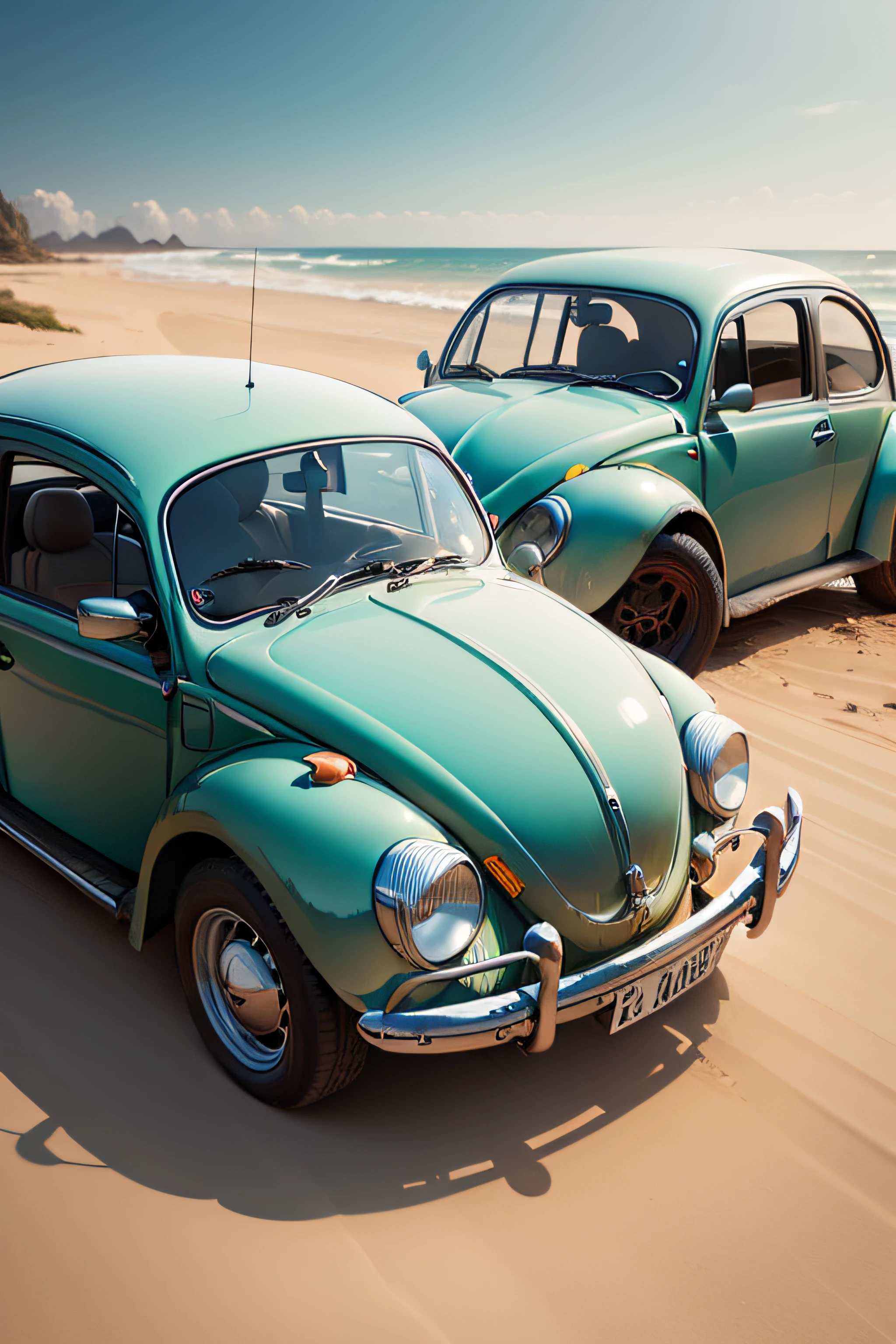 Desenho em pincel do Volkswagen Beetle