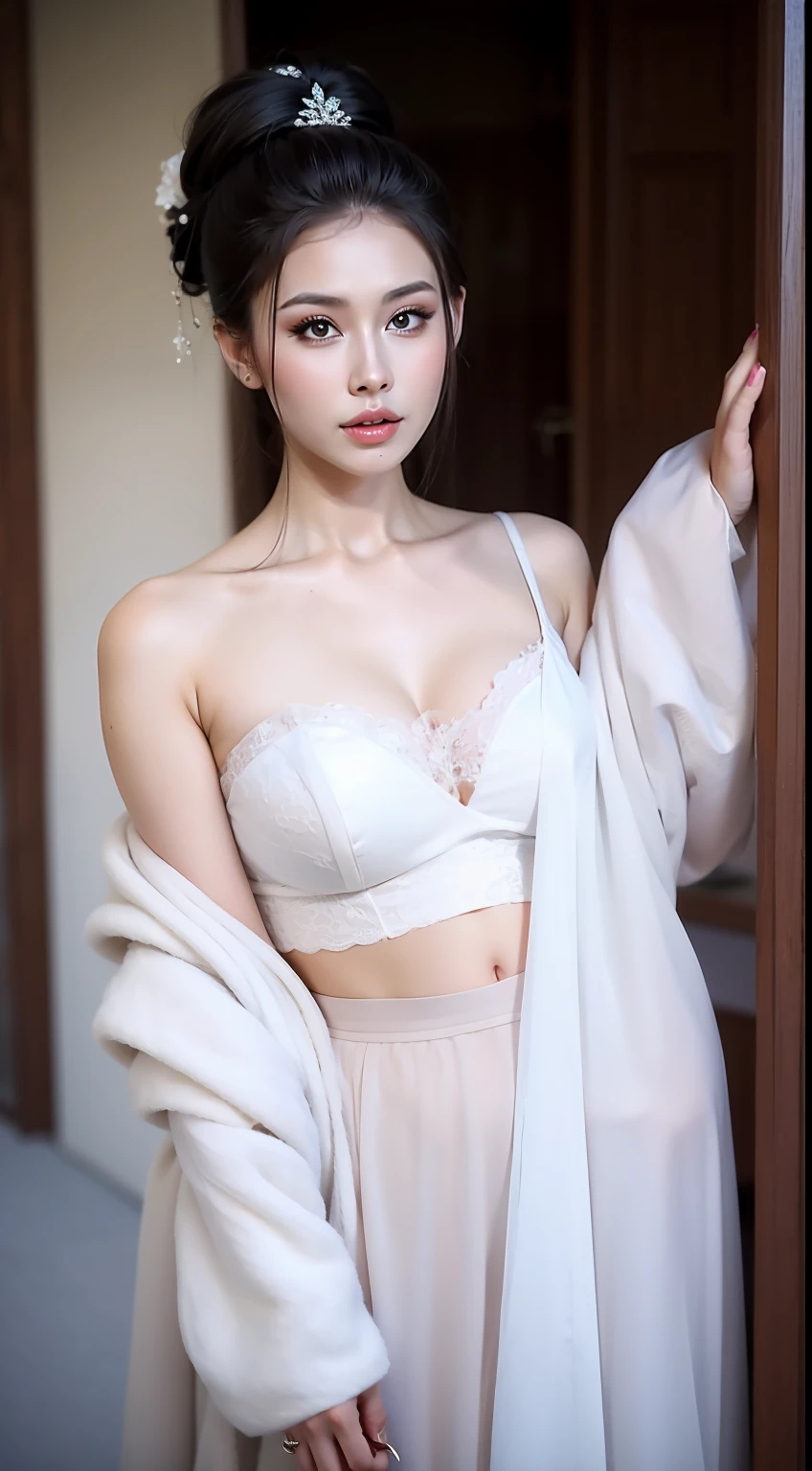 Fashion model 20 years old [[[[closeup cleavage]]]], [[[[boobgasm]]]], [[[[coll]]]], [[[[bshoulders]]]], perfect  eyes, Perfect iris，Perfect lips，perfect teeth，Perfect skin，Long face，slender nose，tall nose bridge，Soft front light，hdr，Movie girl，Simple hairstyle，light make-up，Casual，（pastel colour：1.2）