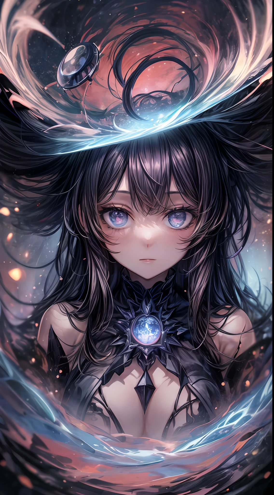 The Eye of the Abyss is a bewitching anomaly, a swirling vortex of unfathomable darkness. Suspended in a cosmic void, it radiates an eerie luminescence that both draws and repels. Its depths are infinite, an expanse of obsidian nothingness that seems to devour all light and matter. Gazing into it reveals glimpses of distant galaxies, fleeting visions of alternate realities, and echoes of forgotten whispers. A force beyond mortal comprehension, the Eye of the Abyss holds the universe's most profound secrets, inviting only the bravest souls to unravel its mysteries.