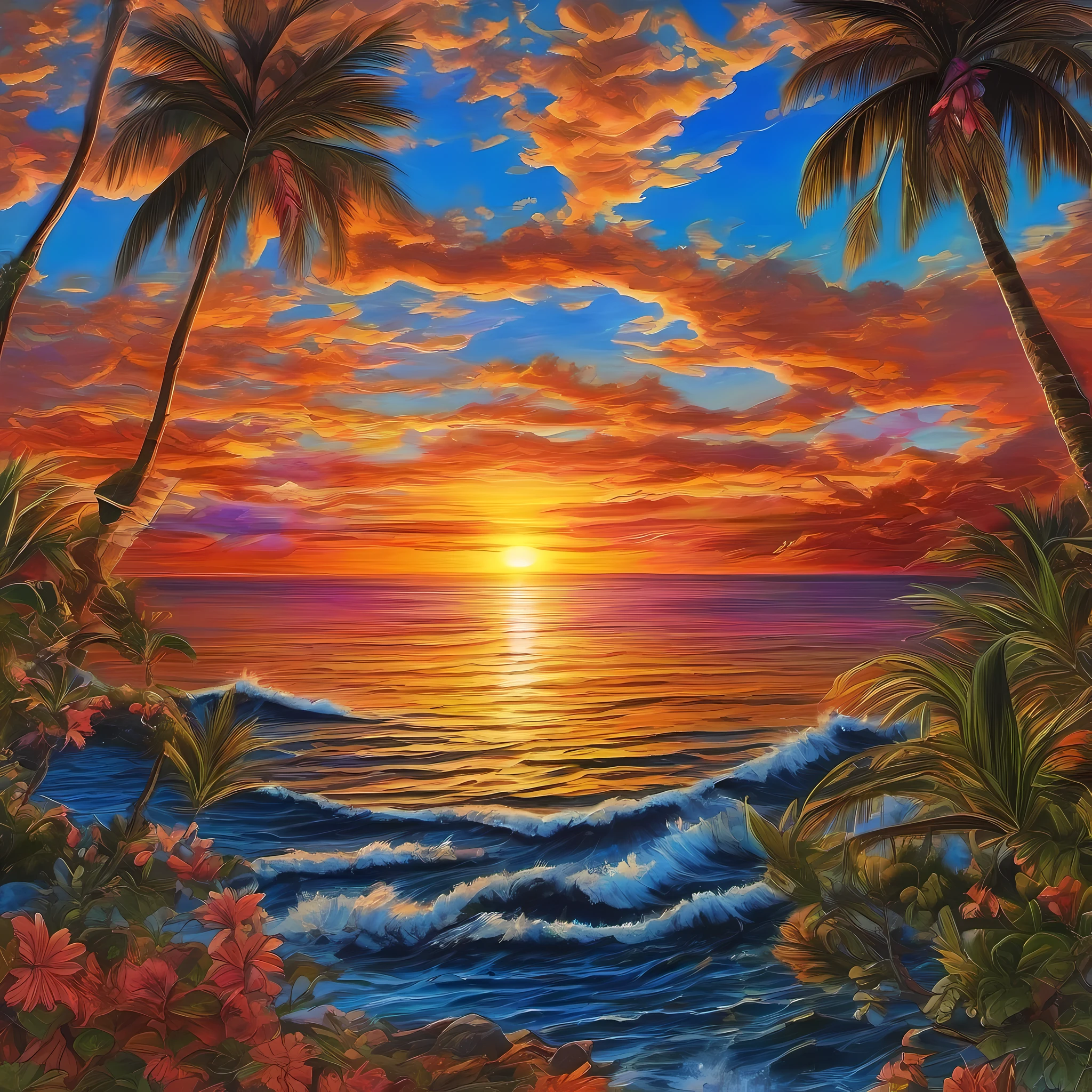 "A magnificent sunset on the ocean, perspectiva em primeira pessoa"