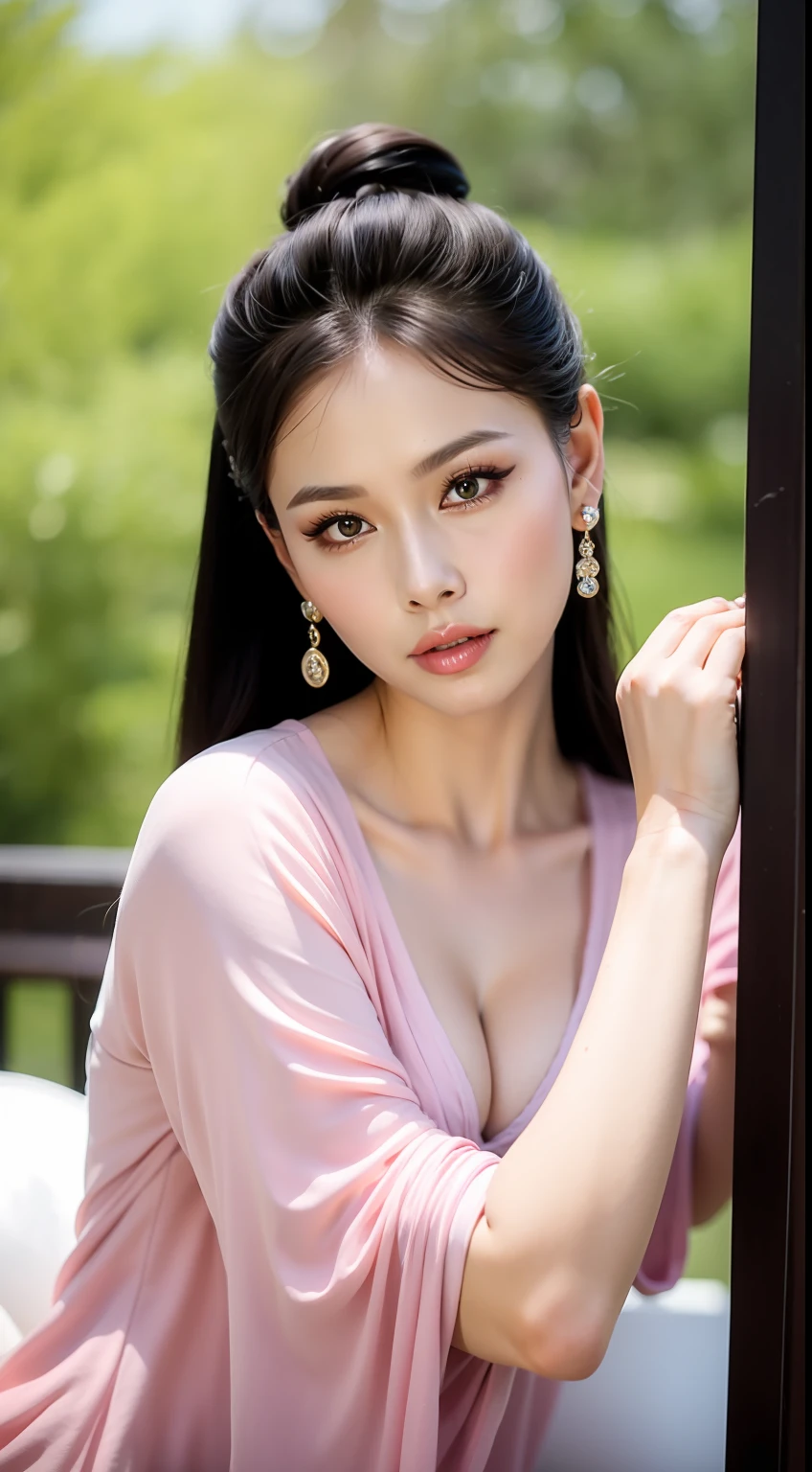 Fashion model 20 years old [[[[closeup cleavage]]]], [[[[boobgasm]]]], [[[[coll]]]], [[[[bshoulders]]]], perfect  eyes, Perfect iris，Perfect lips，perfect teeth，Perfect skin，Long face，slender nose，tall nose bridge，Soft front light，hdr，Movie girl，Simple hairstyle，light make-up，Casual，（pastel colour：1.2）