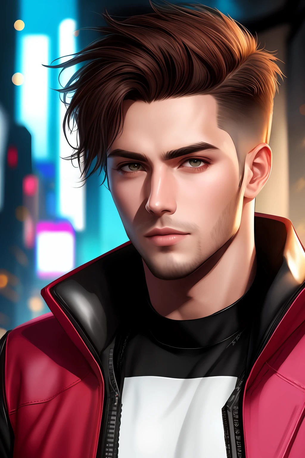 Cyberpunk handsome boy realistic face