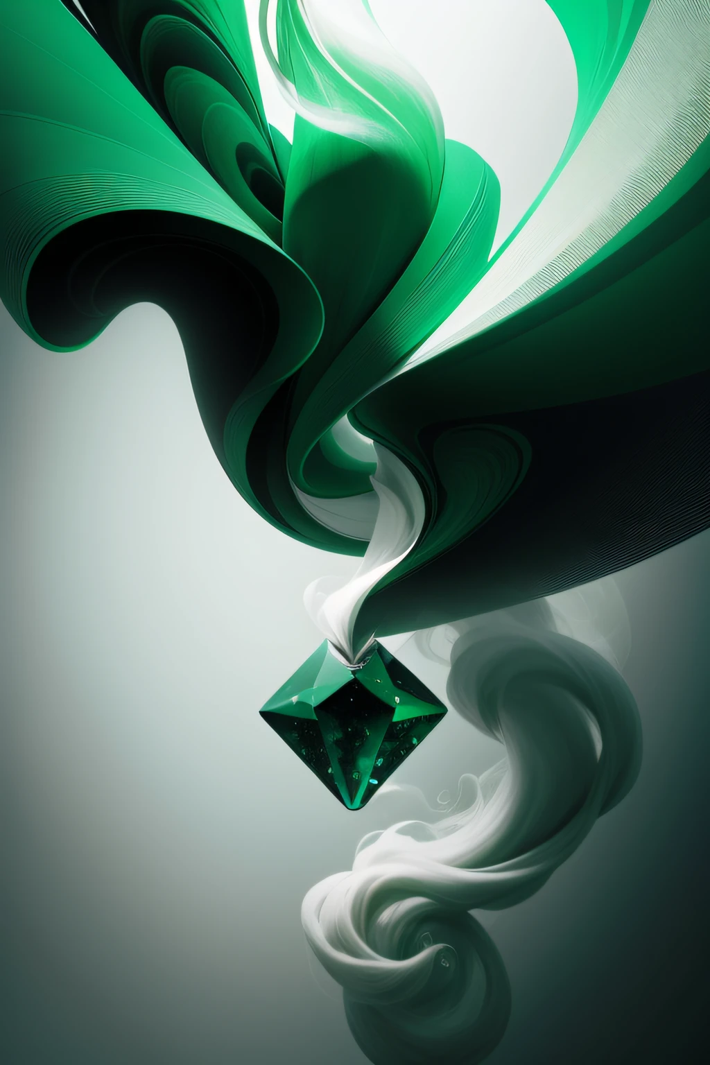 Emerald beautiful smoke on white background