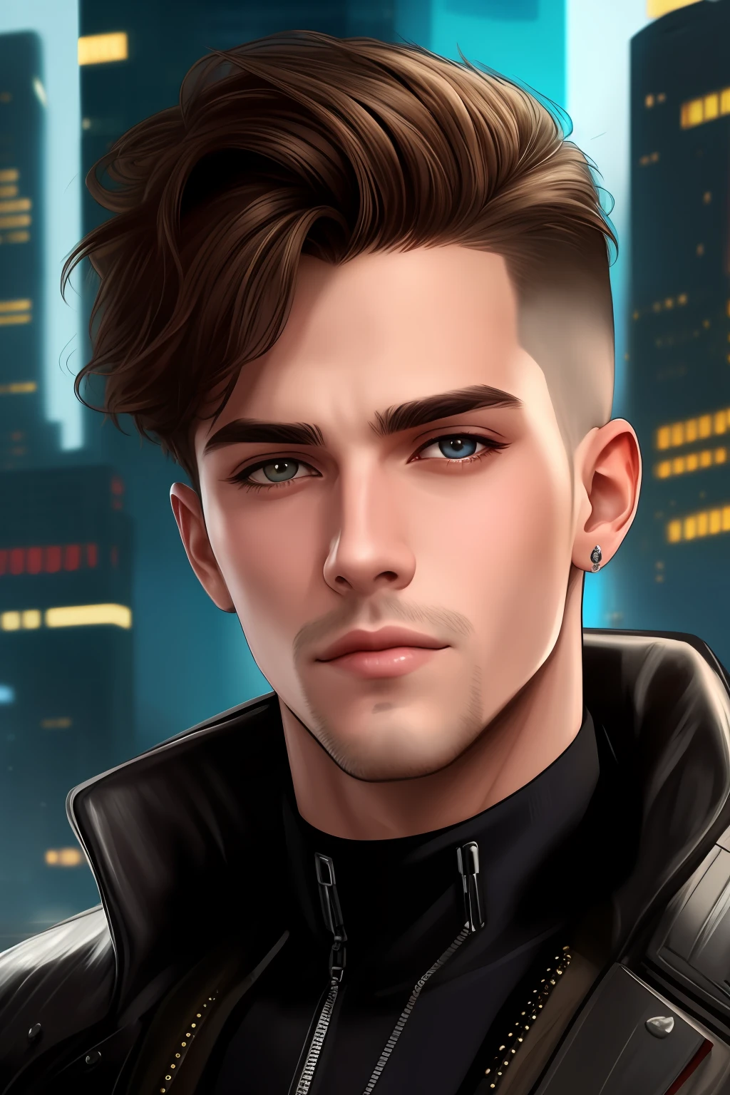 Cyberpunk handsome boy realistic face
