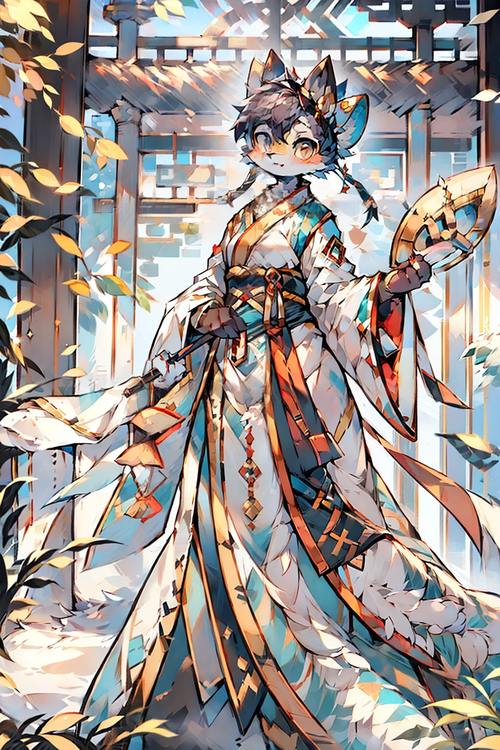 A girl, ancient Chinese costume, whole body, sunshine, clear face, clean white background, masterpiece, super detail, epic composition, ultra HD, high quality, extremely detailed, official art, uniform 8k wallpaper, super detail, 32k