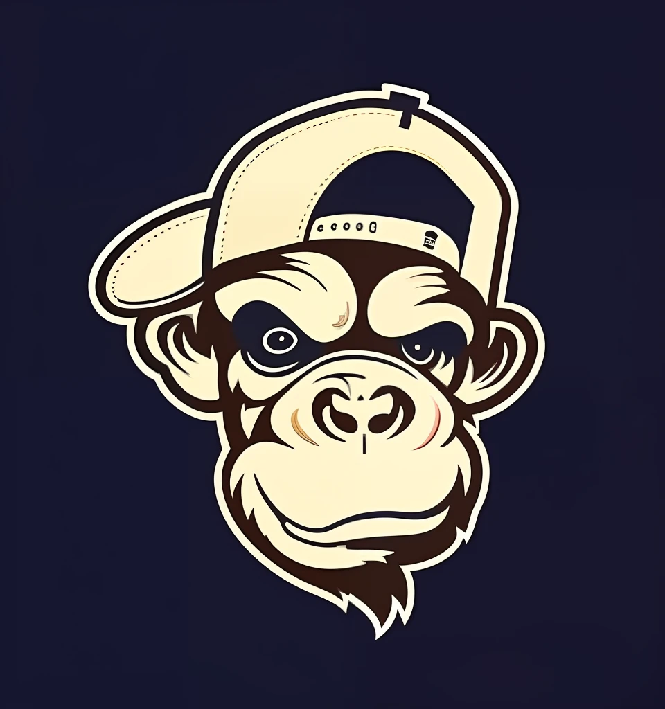 a close up of a monkey wearing a baseball cap, bored ape nft, inspired by Alex Petruk APe, monkey, face like monkey, bored ape, monkeys, like gorilla, mascot illustration, sports team mascot, bored ape yacht club, subject= chimp, by Alex Petruk APe, trending on dribbble.com mascot, monkey punch