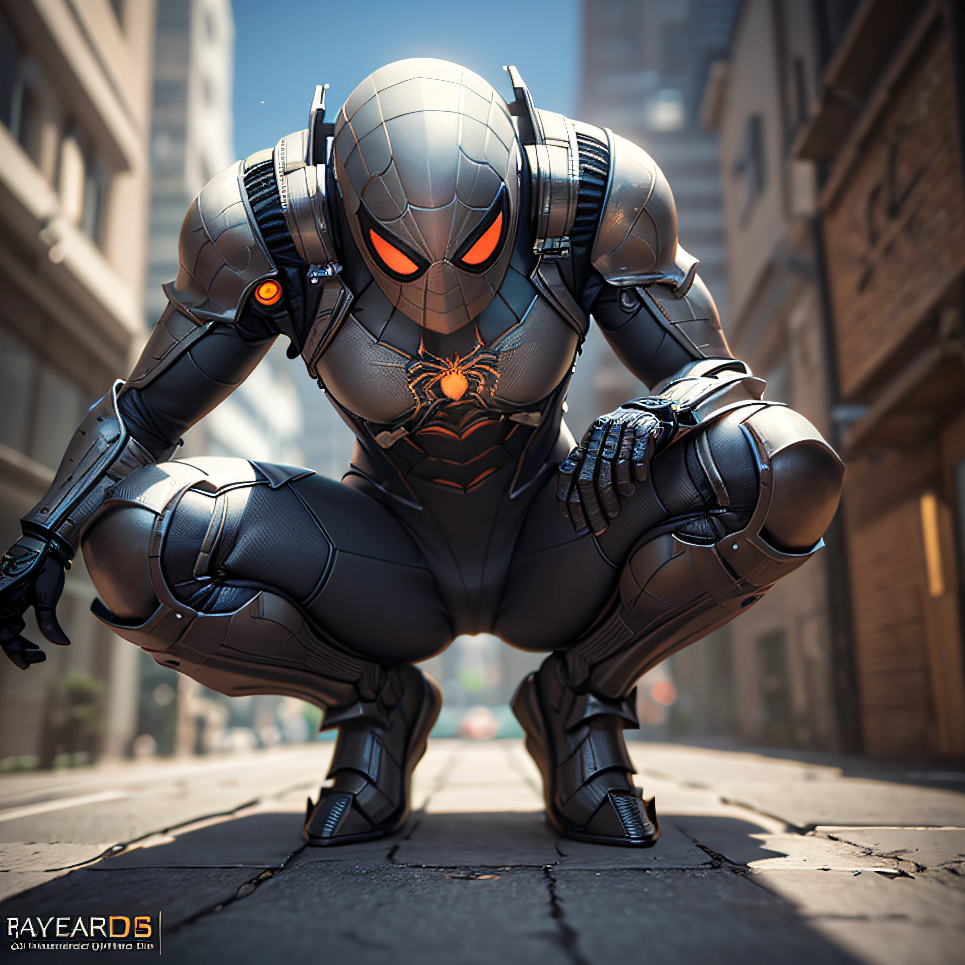 3D rendering of a [Spider-Man| Cyborg] highly detailed using cybernetics and intricate detail armor with armored plates, HDR, 8k, subsurface scattering, specular light, high resolution, octane rendering, ray tracing