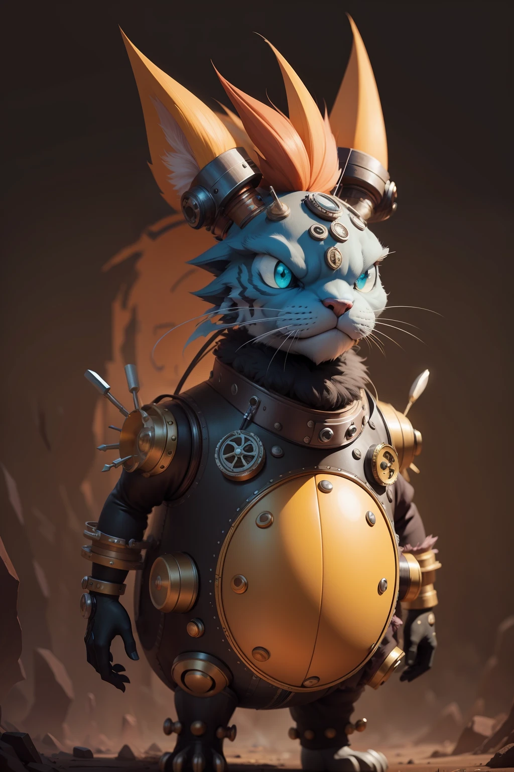 Fantz cartoon (organism:0.5)|(Tiger:0.5) designs, Ultra detailed, random colors, steampunc, and punk costumes,Images easily separate backgrounds,