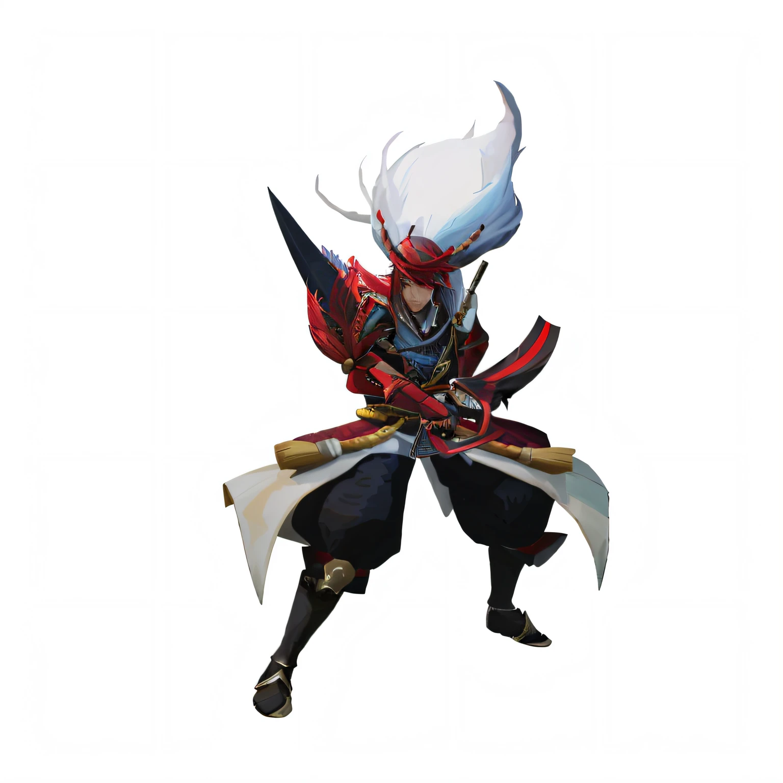 Close-up of a man holding a sword and red and white clothes, onmyoji, Onmyoji detailed art, onmyoji portrait, Katana Zero video game character, yasuke 5 0 0 px models, Demon Samurai, Genshin impact's character, zhongli from genshin impact, demon samurai warrior, Keqing from Genshin Impact