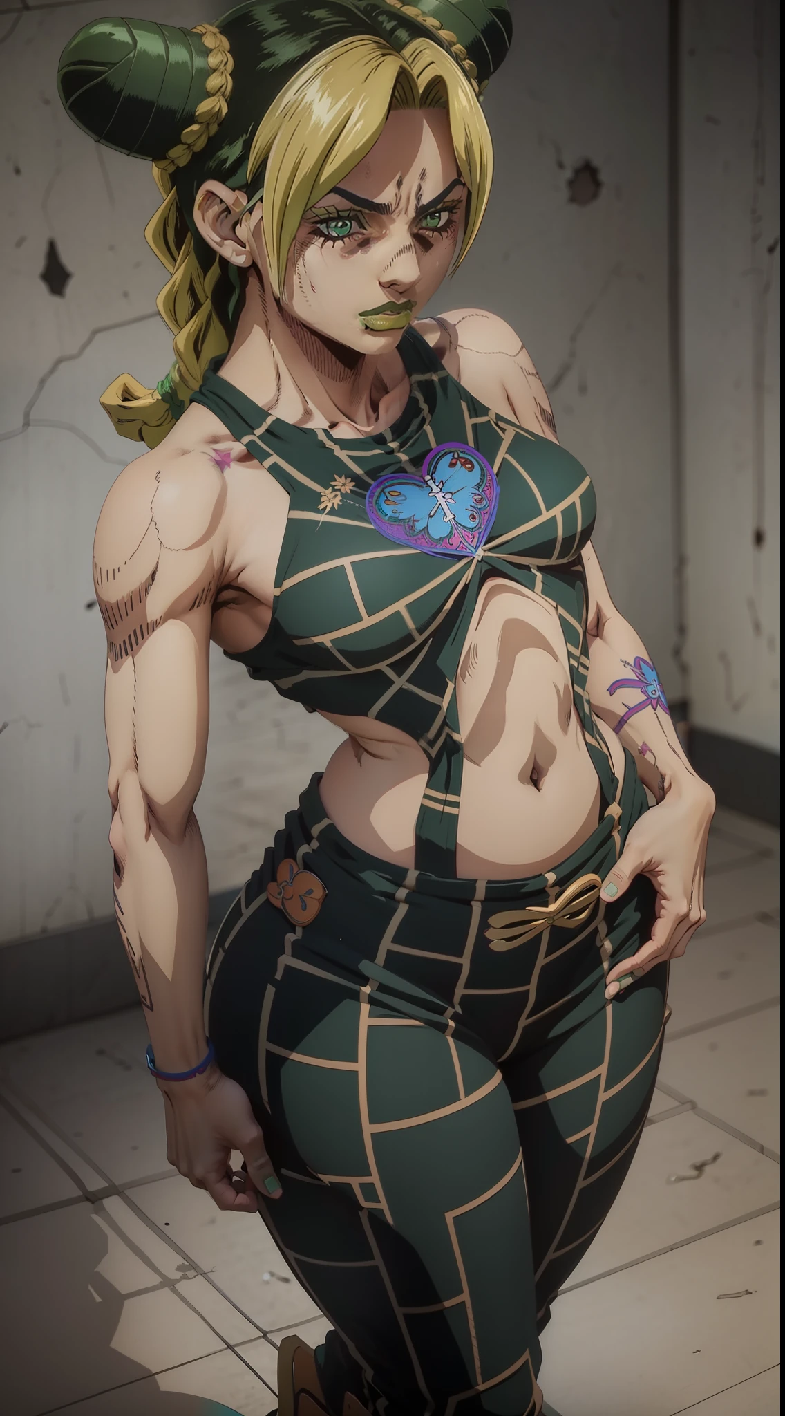 Jolyne-Anime exibindo sua grande bunda, bunda detalhada, coxas grossas, bunda volumoso,