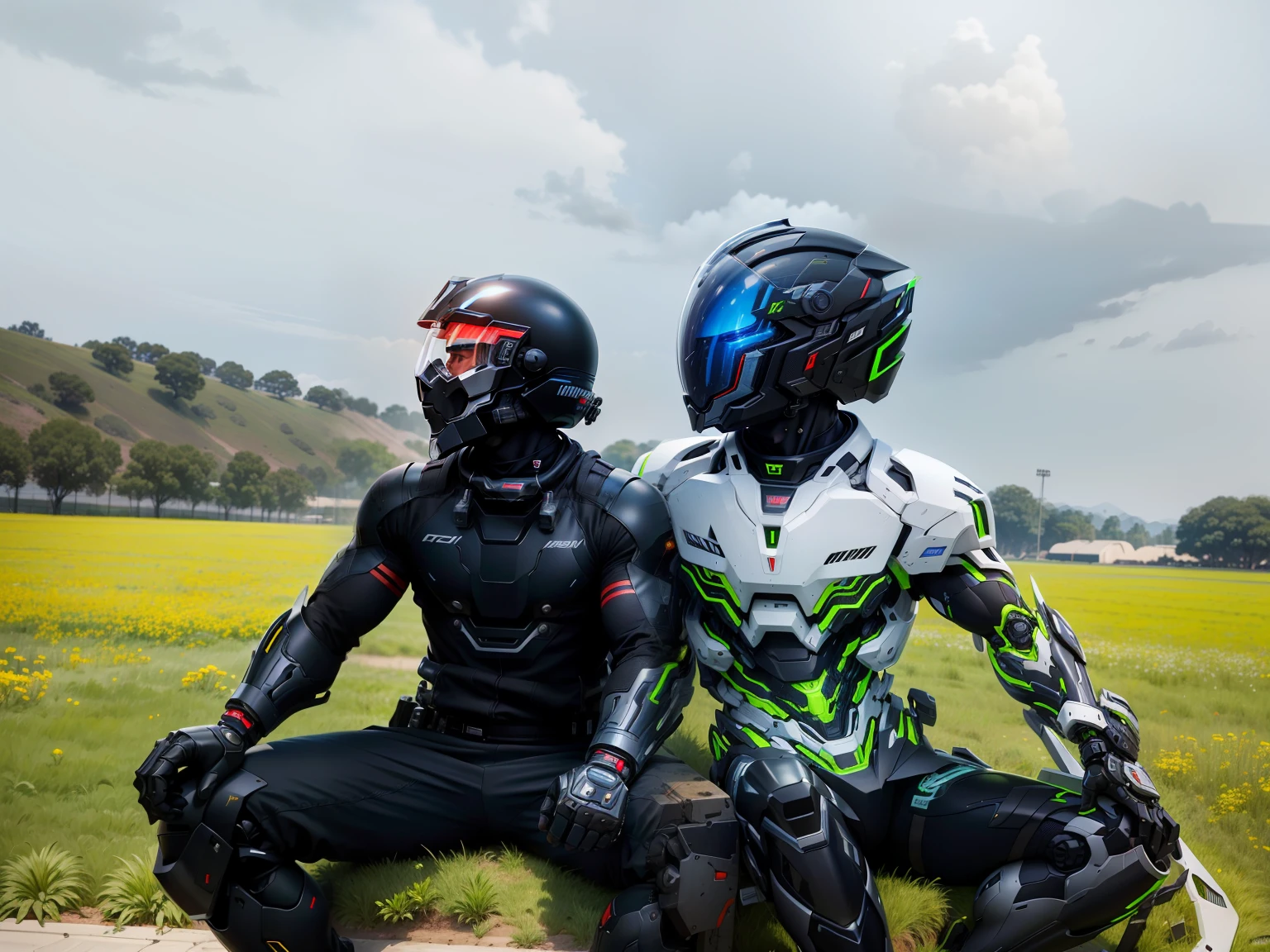 Handsome network, Handsome warrior, Full body mecha,Information mechanical motorcycle,High-tech black high-tech helmet,Nousr, Biomechanicals, MSHN Robot Man,High-tech helmet,hyper realisitc, Steel, Complex design, insanely details, finely detailled, Extremely clear lines, cinmatic lighting, photograph realistic, A detailed masterpiece