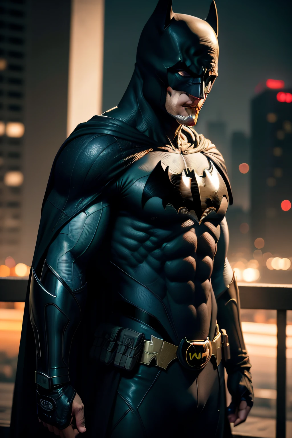 (8k,RAW photos,best qualtiy,tmasterpiece:1.2),ultra - detailed,offcial art,photograph realistic:1.37,upperbody shots,DC Batman,filmgrain,actionpose