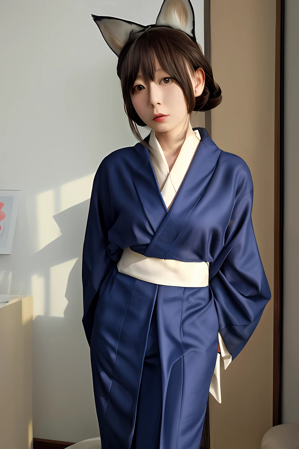 cat ears, Japanese kimono,