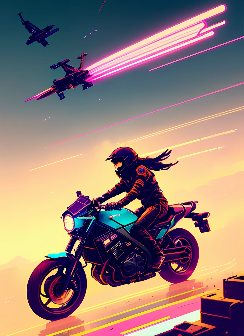 snthwve style nvinkpunk punk asian female pilot flying a jet, beautiful brown eyes, punk rock, roller derby, tank girl, bubblegum, edgy, dangerous, high detailed, 8k, by jeremy mann, by sandra chevrier, by dave mckean and richard avedon and maciej kuciara